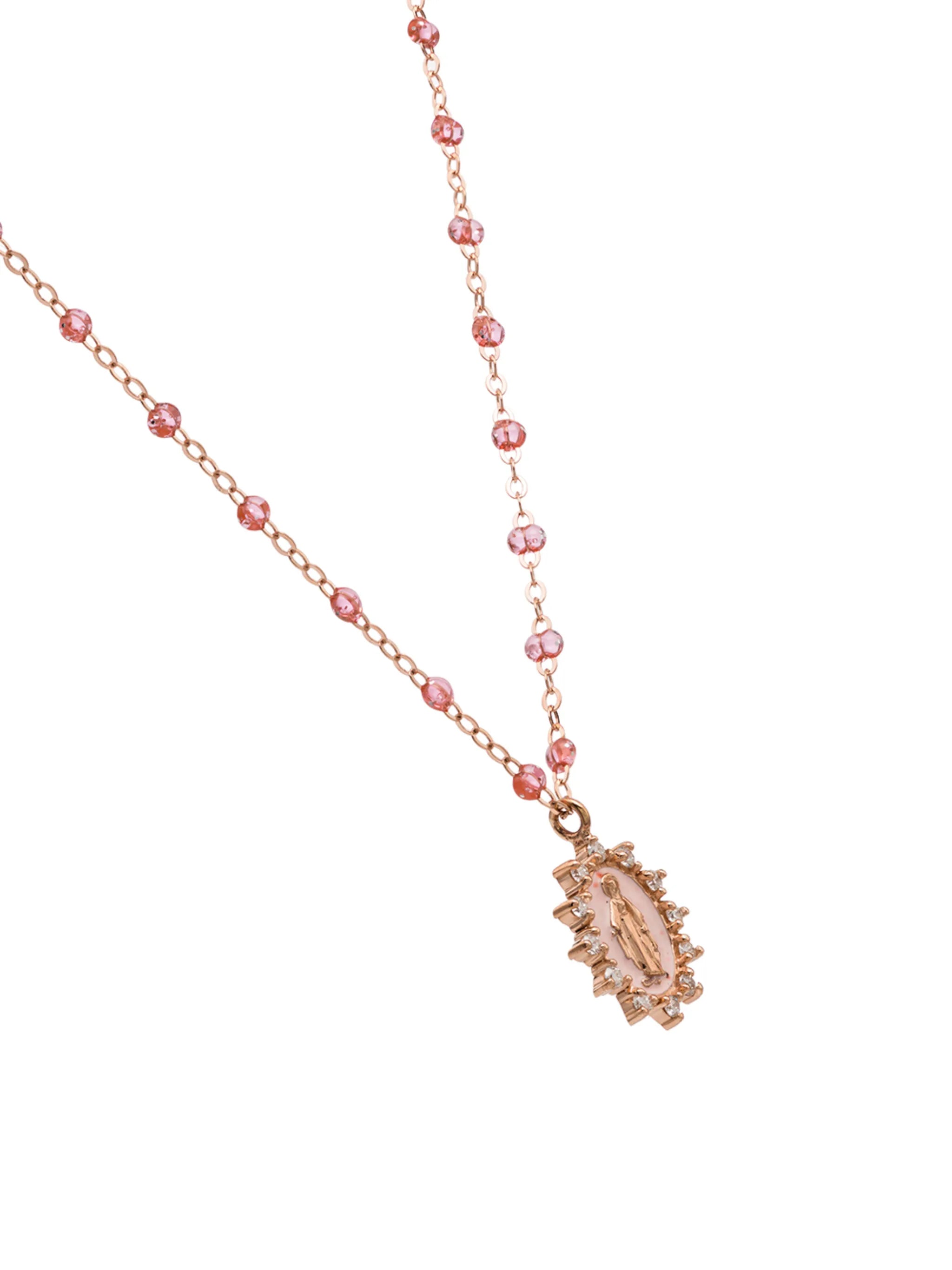 18kt rose gold and diamond Mary charm necklace