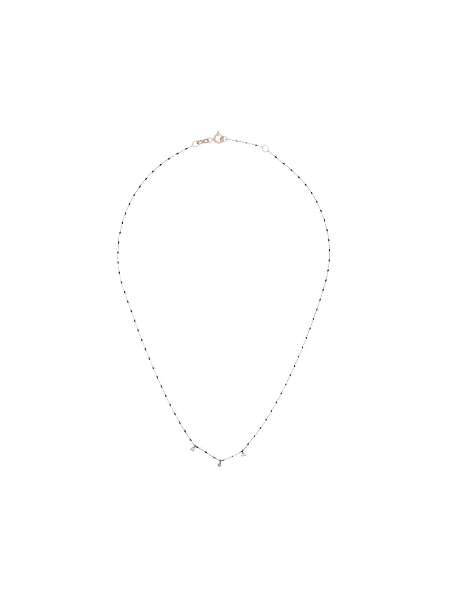 18kt gold bead triple-diamond necklace