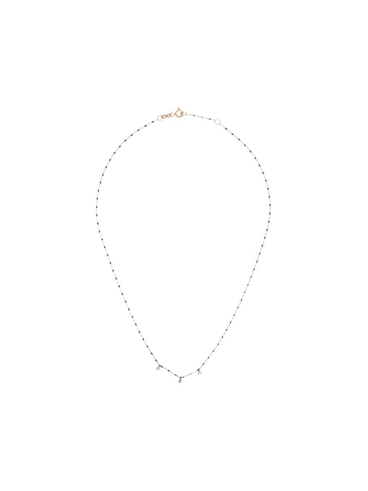 18kt gold bead triple-diamond necklace