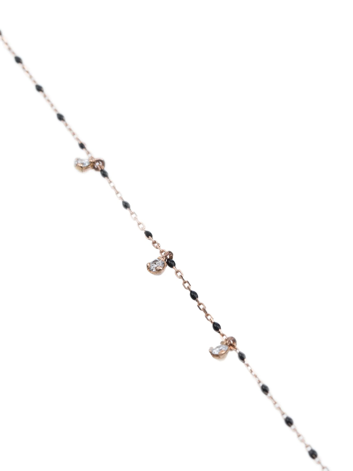 18kt gold bead triple-diamond necklace
