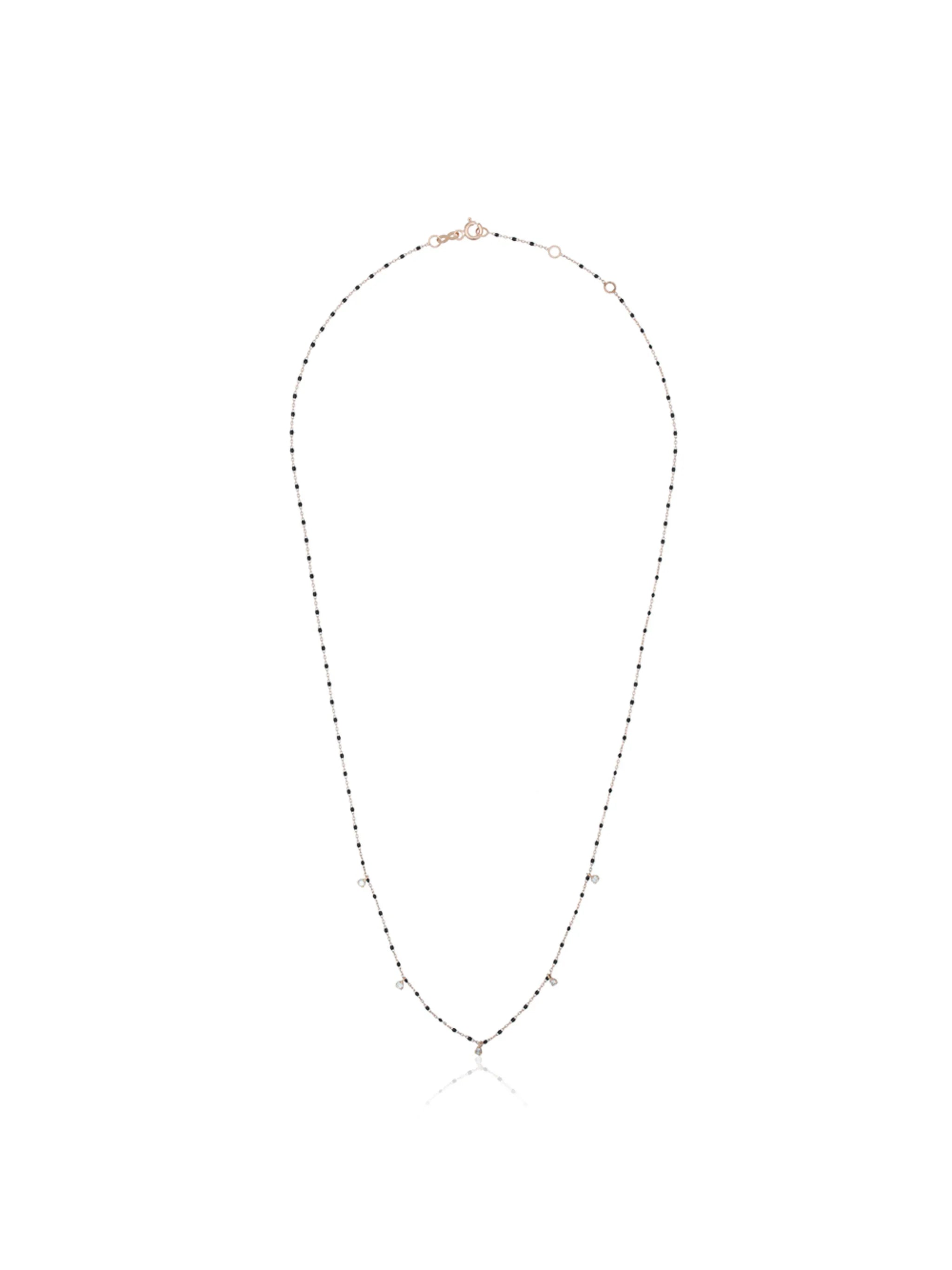 18kt gold diamond-detail beaded necklace
