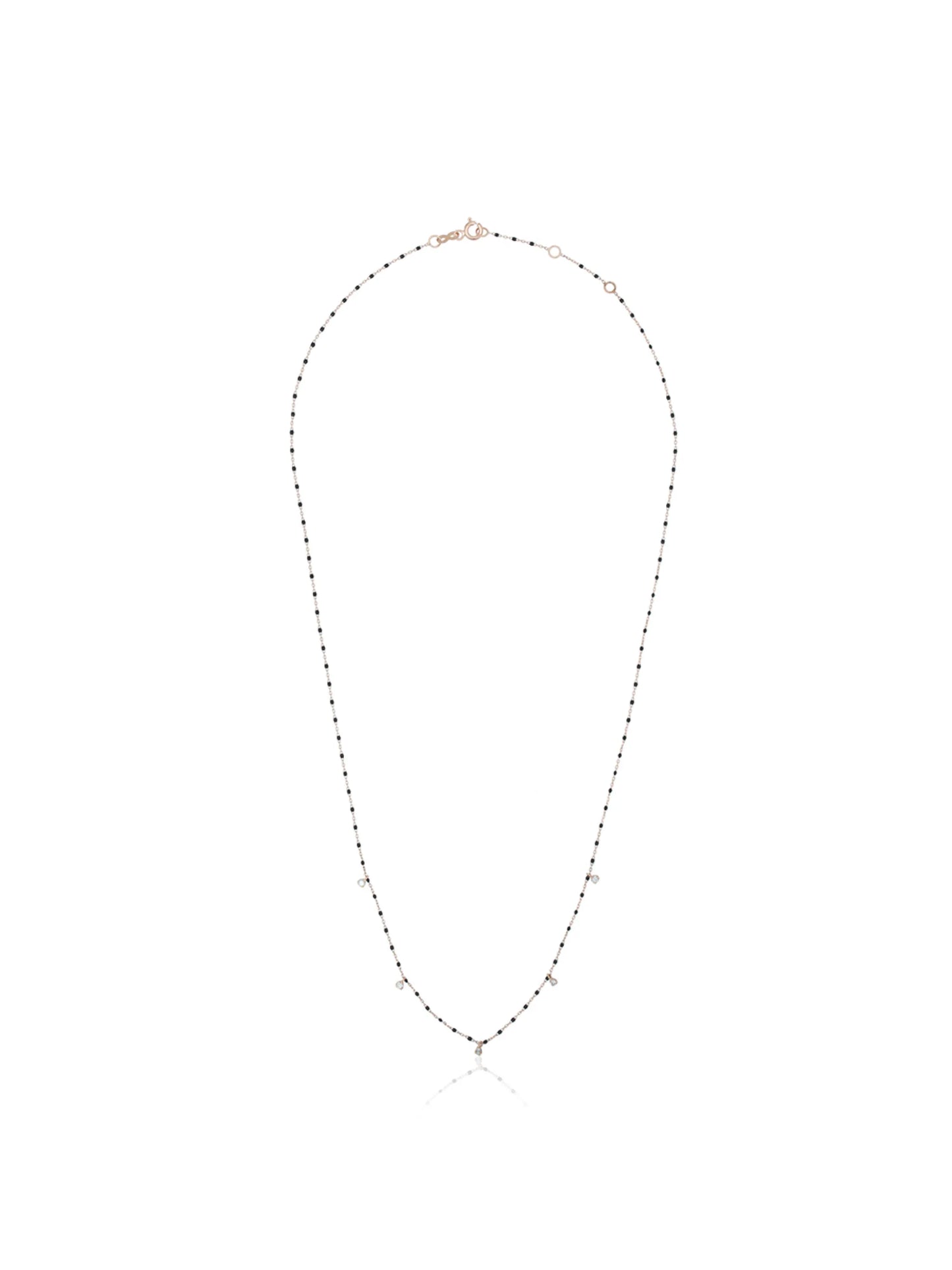 18kt gold diamond-detail beaded necklace