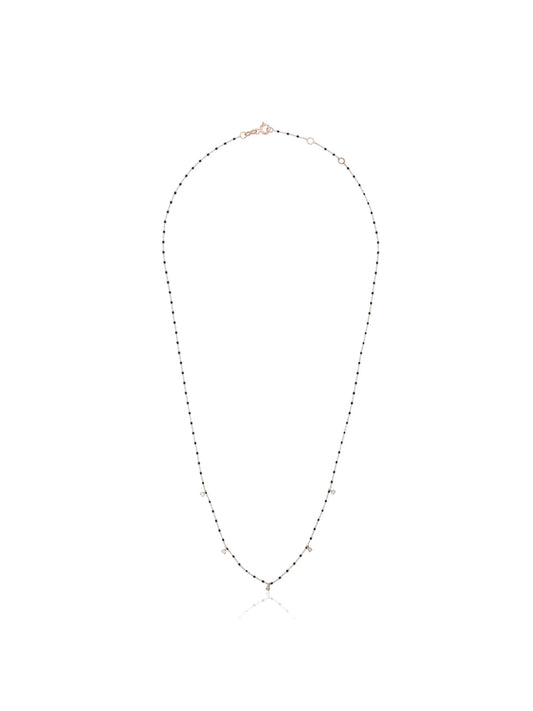 18kt gold diamond-detail beaded necklace