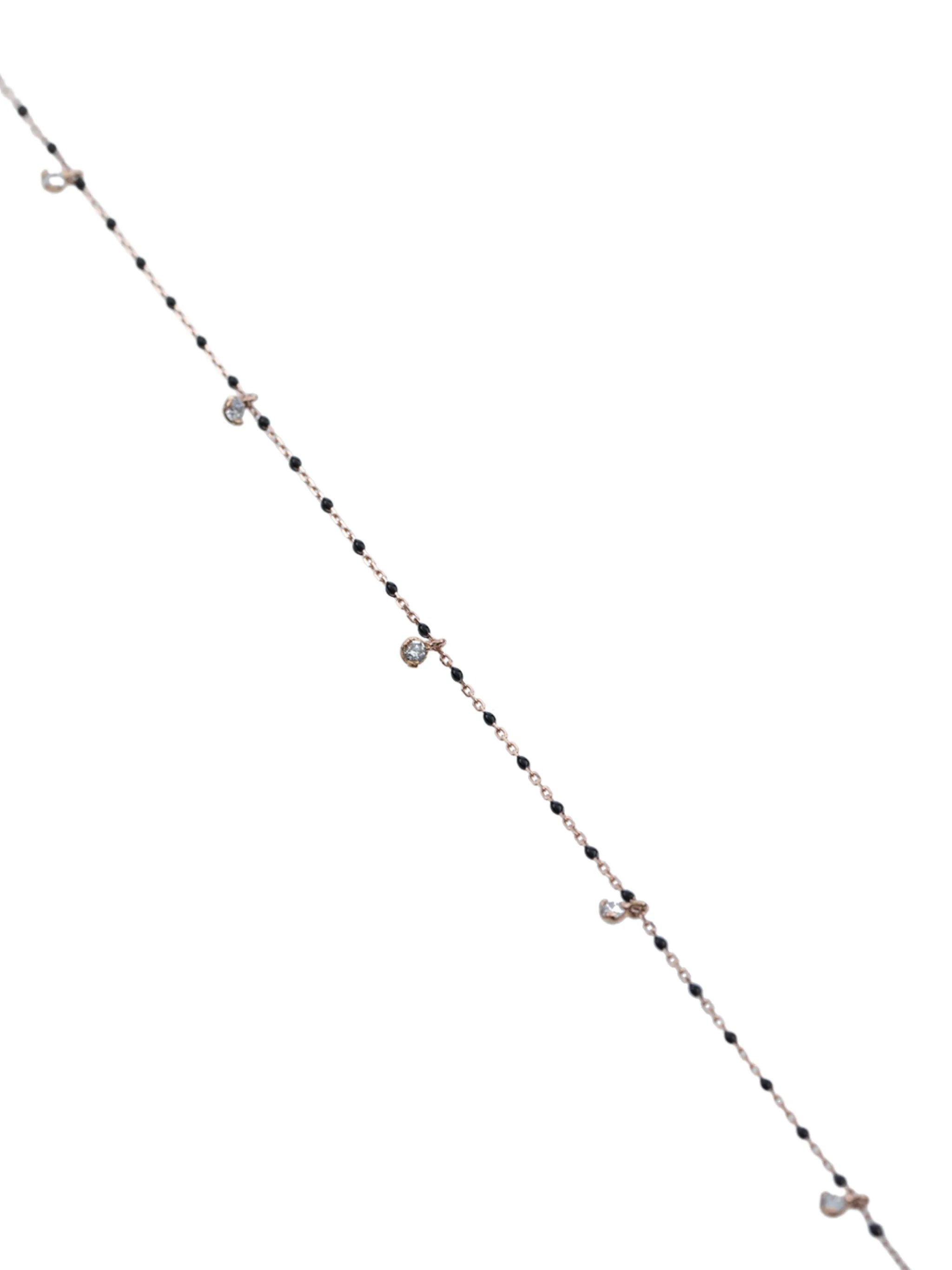18kt gold diamond-detail beaded necklace