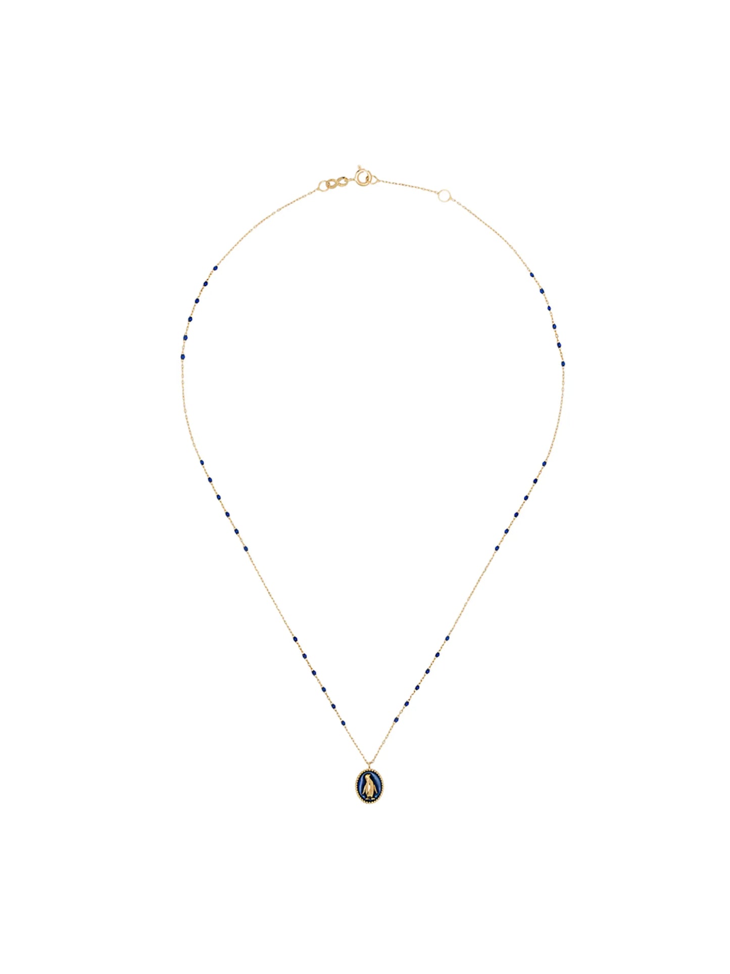 18kt yellow gold penguin pendant necklace