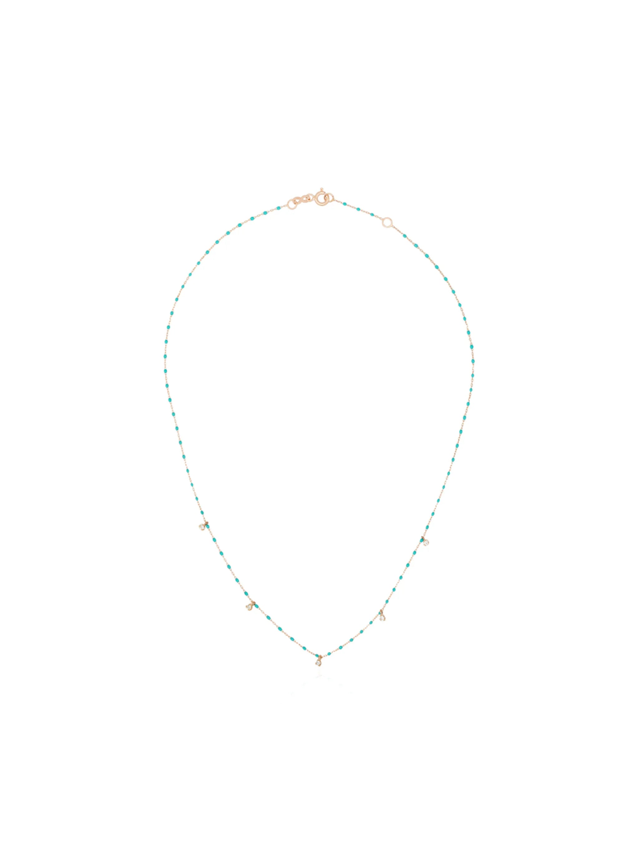 18kt rose gold diamond beaded necklace
