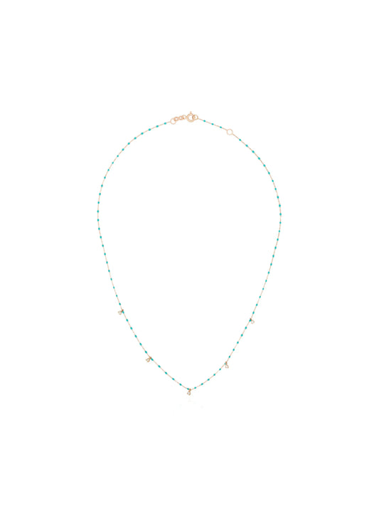 18kt rose gold diamond beaded necklace