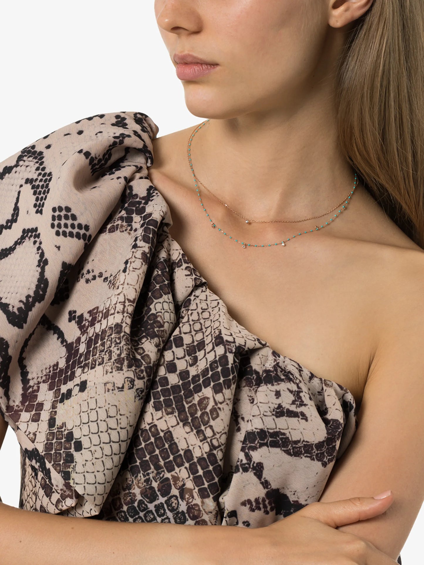 18kt rose gold diamond beaded necklace