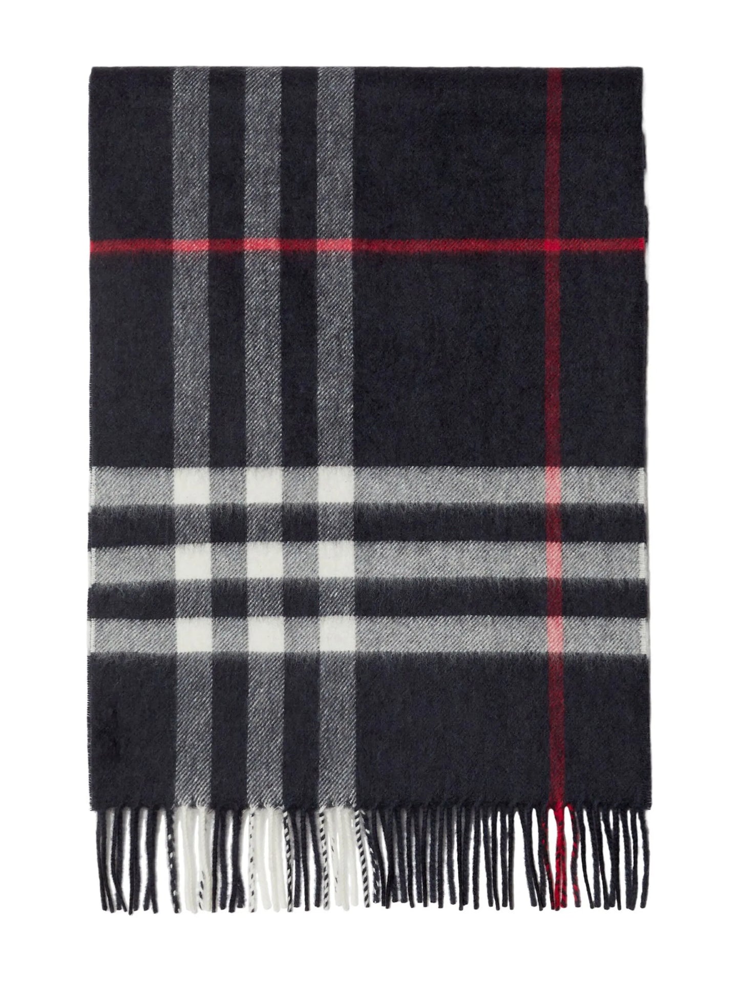 fringed check cashmere scarf