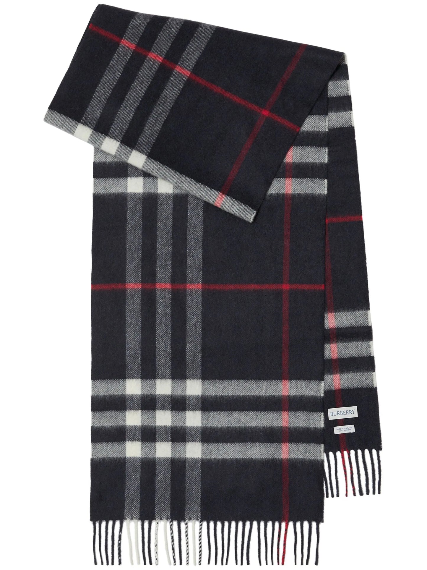 fringed check cashmere scarf