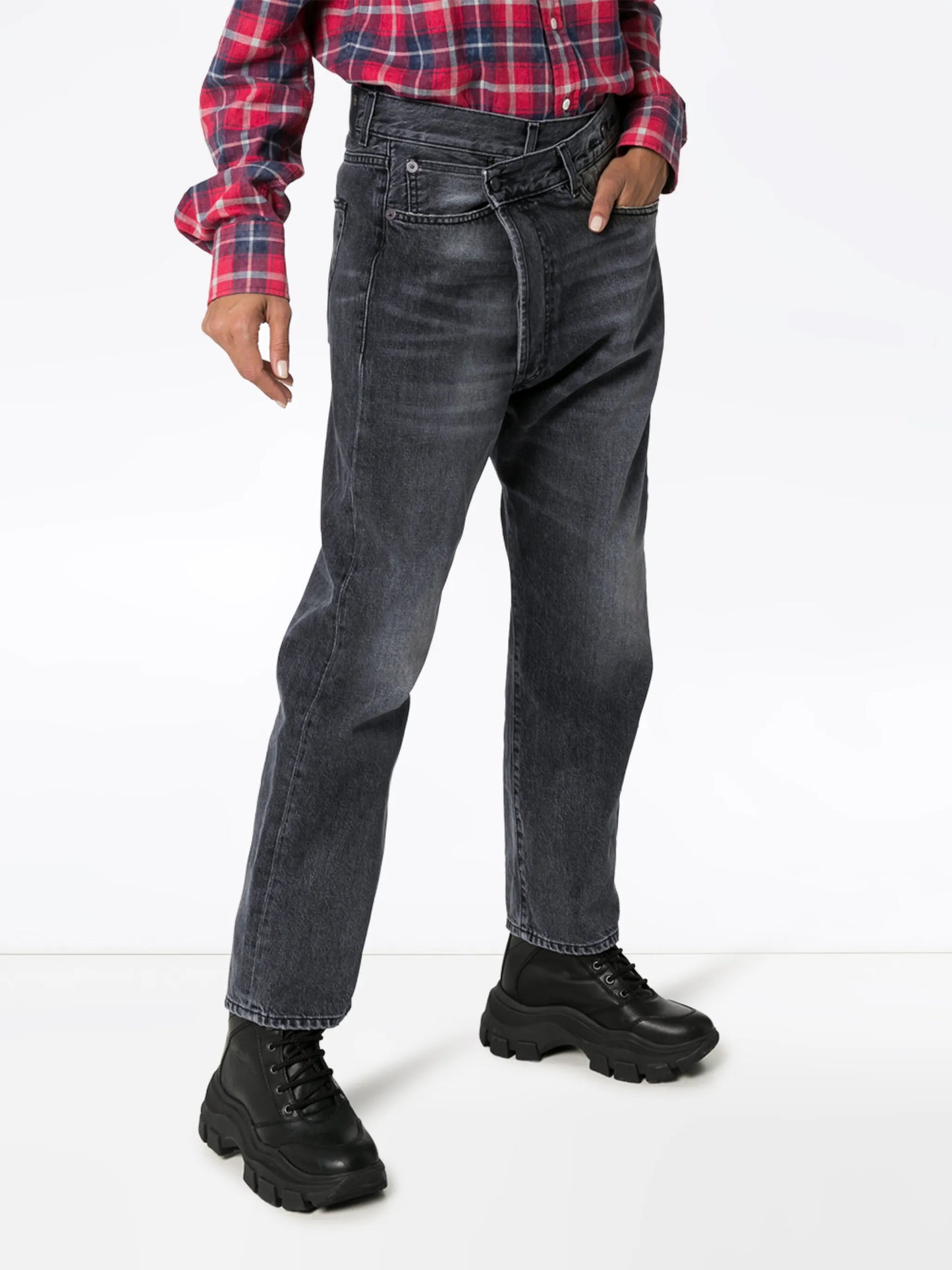 Leyton crossover-front jeans
