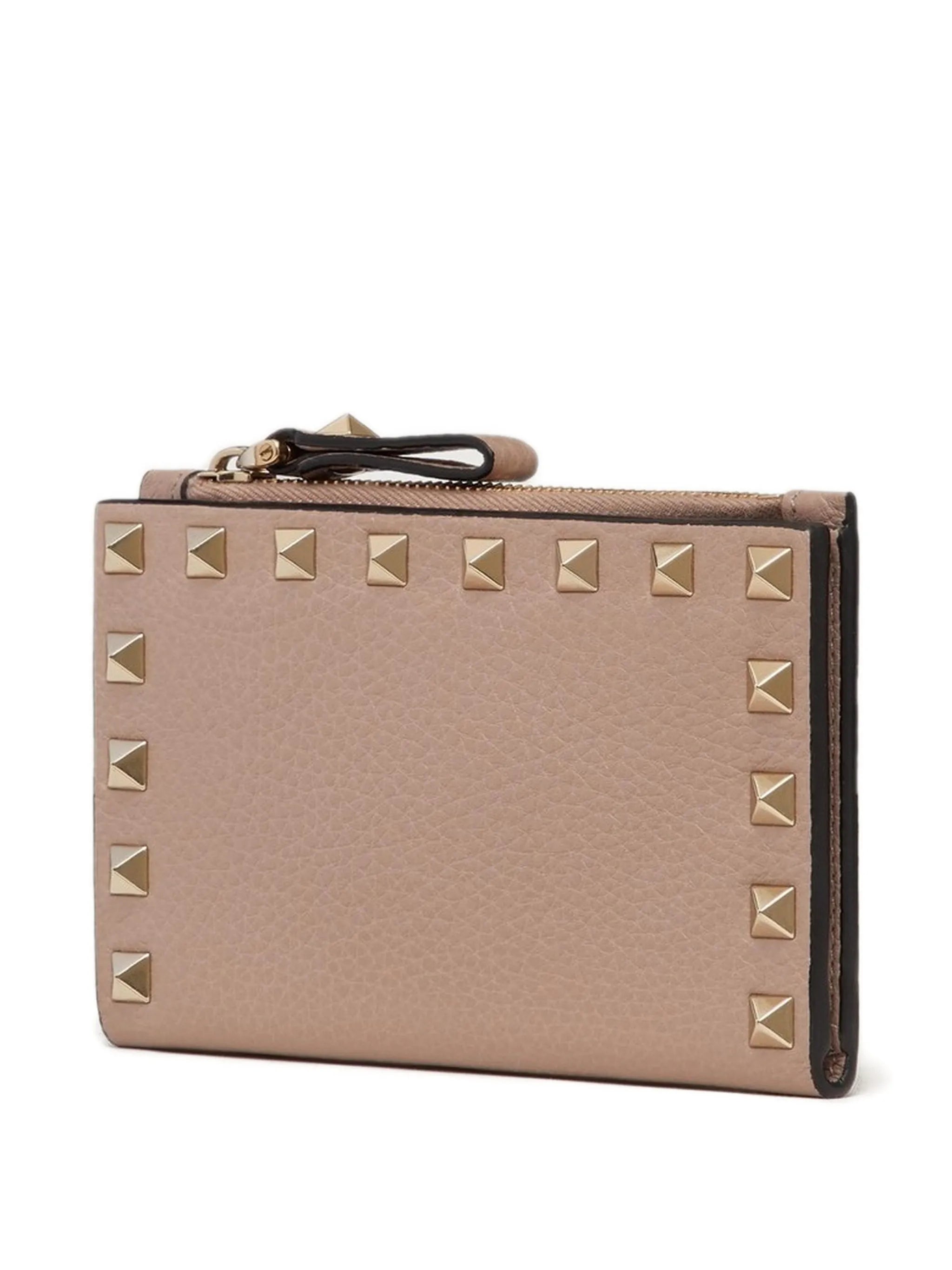 Rockstud zipped leather cardholder