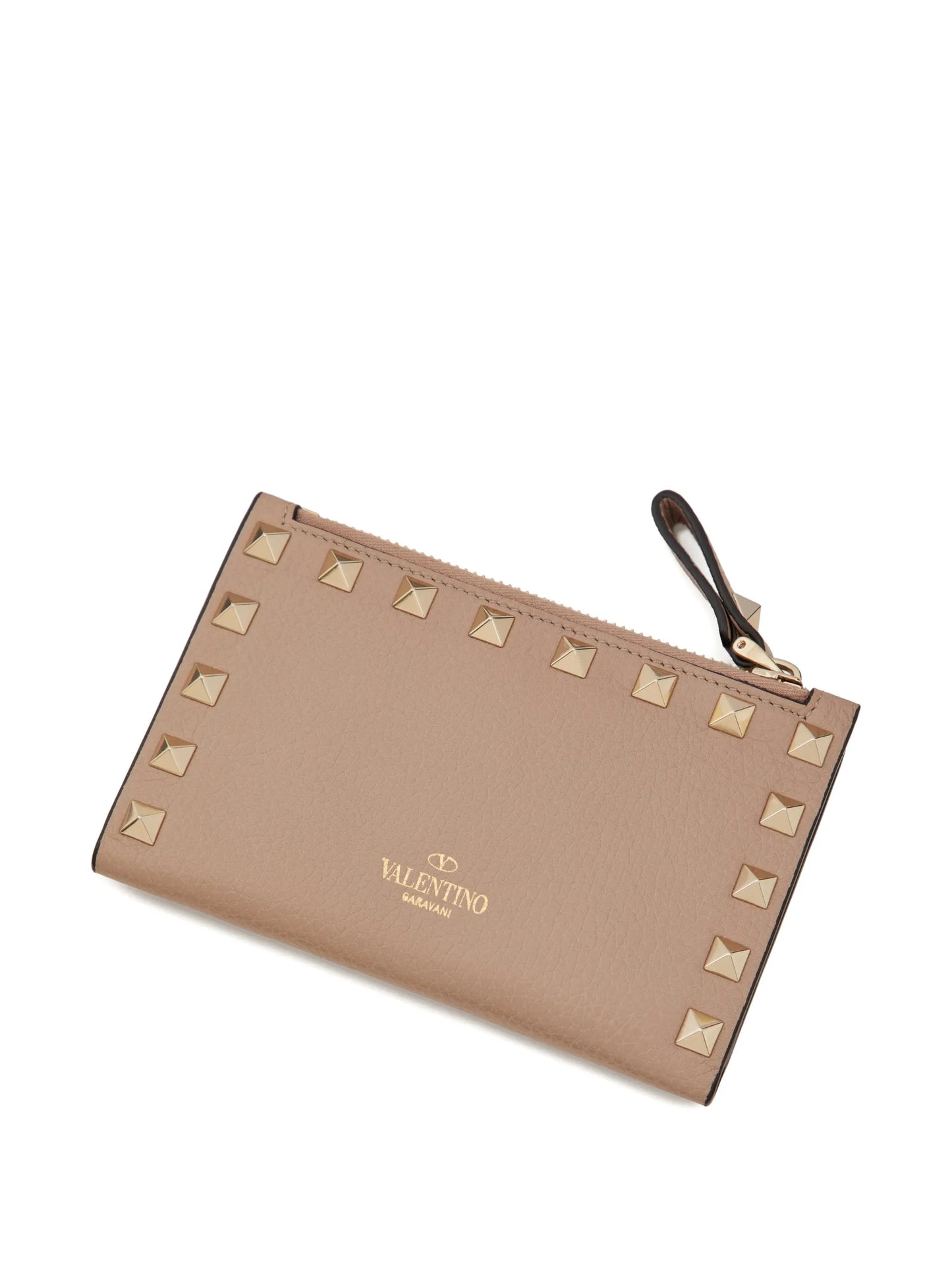 Rockstud zipped leather cardholder