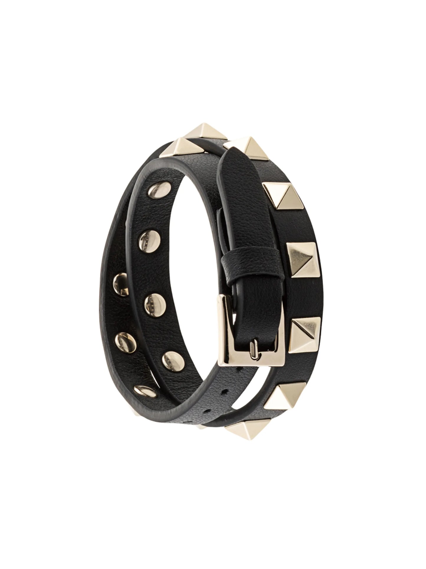 Rockstud double-strap leather bracelet