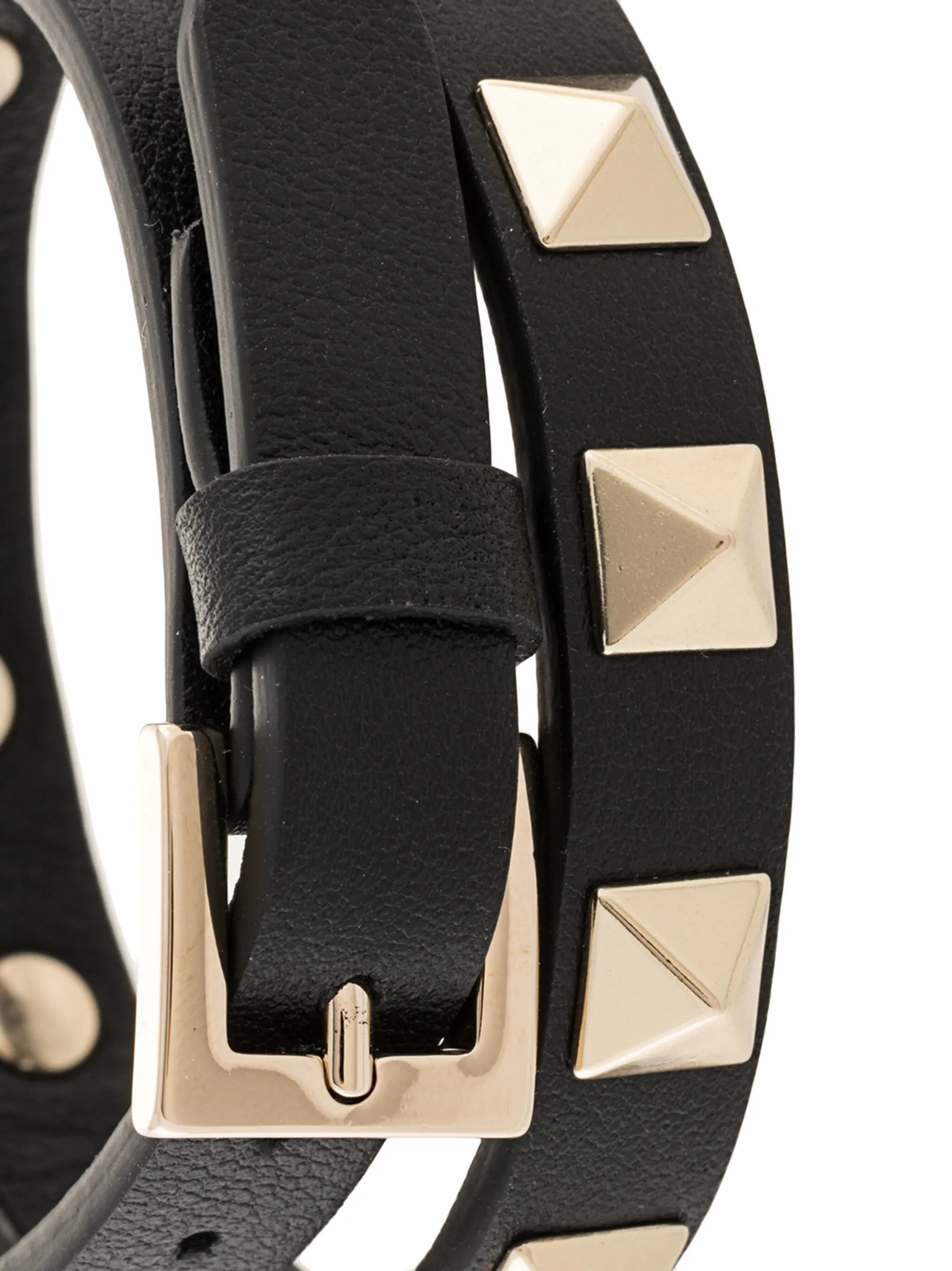 Rockstud double-strap leather bracelet