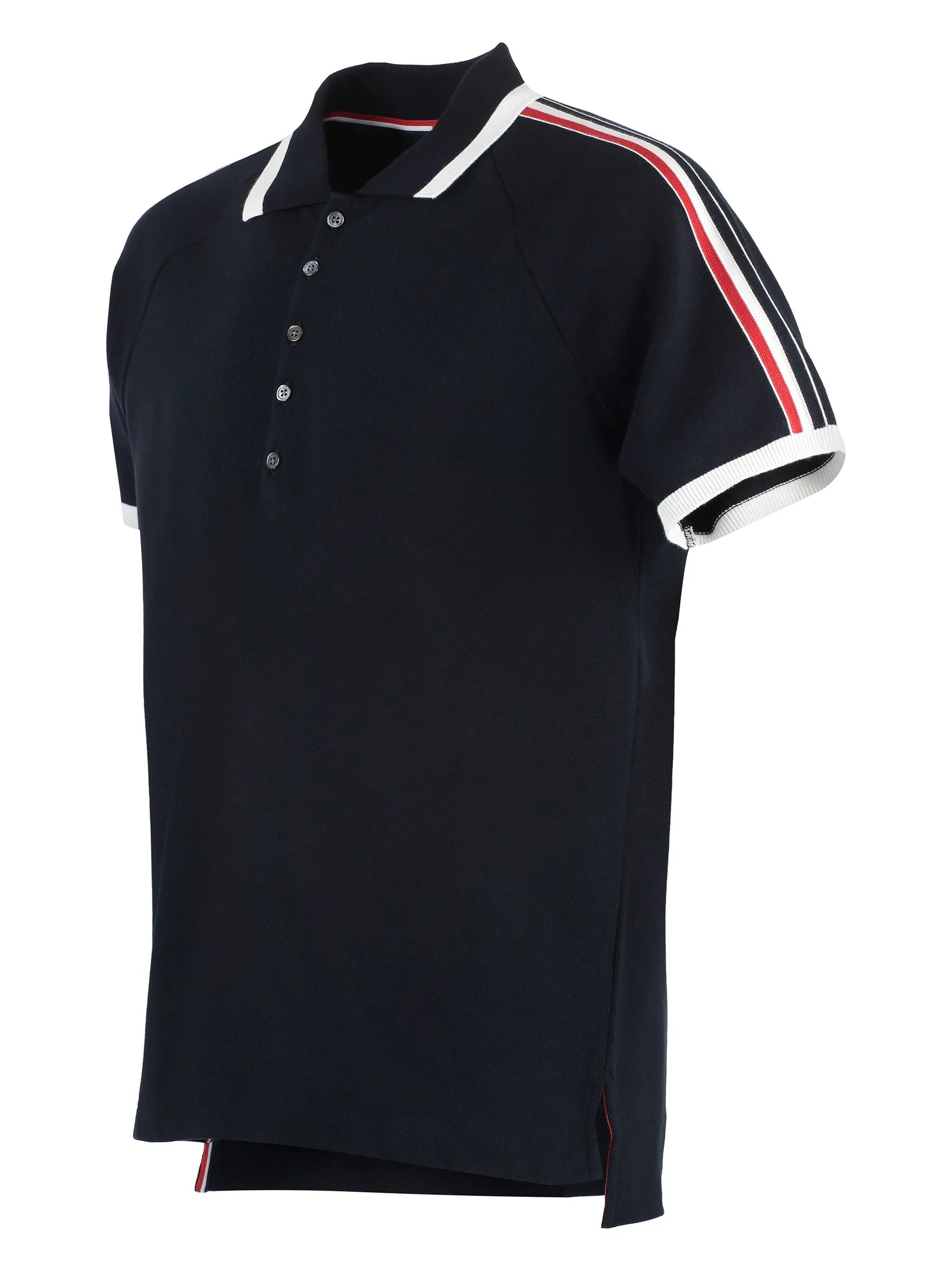 4-Bar stripe raglan-sleeve polo shirt