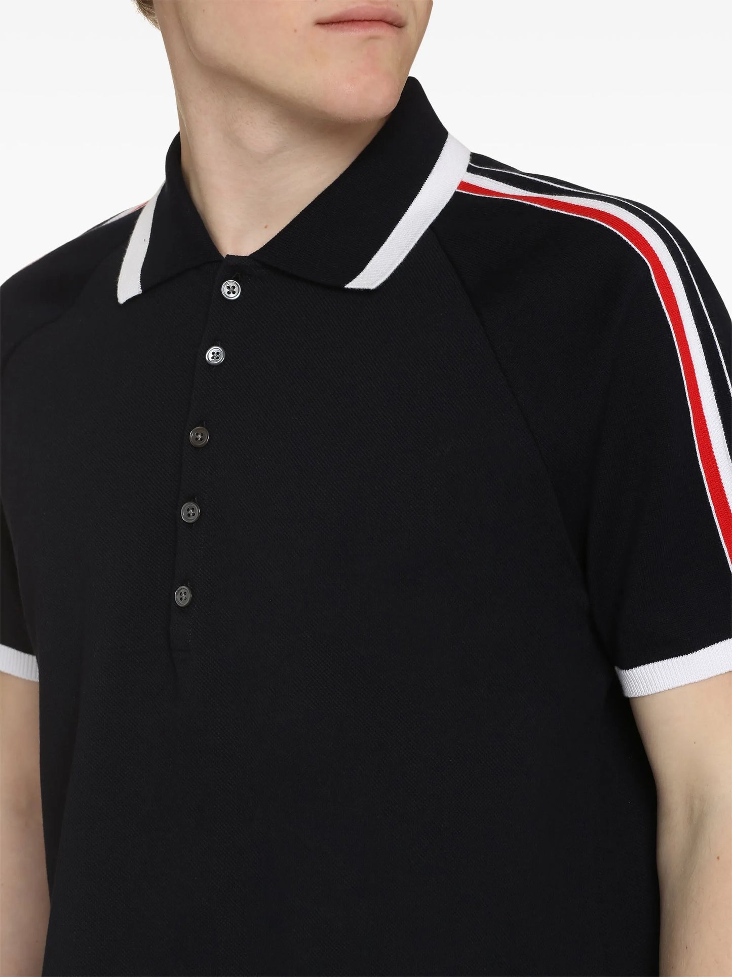 4-Bar stripe raglan-sleeve polo shirt
