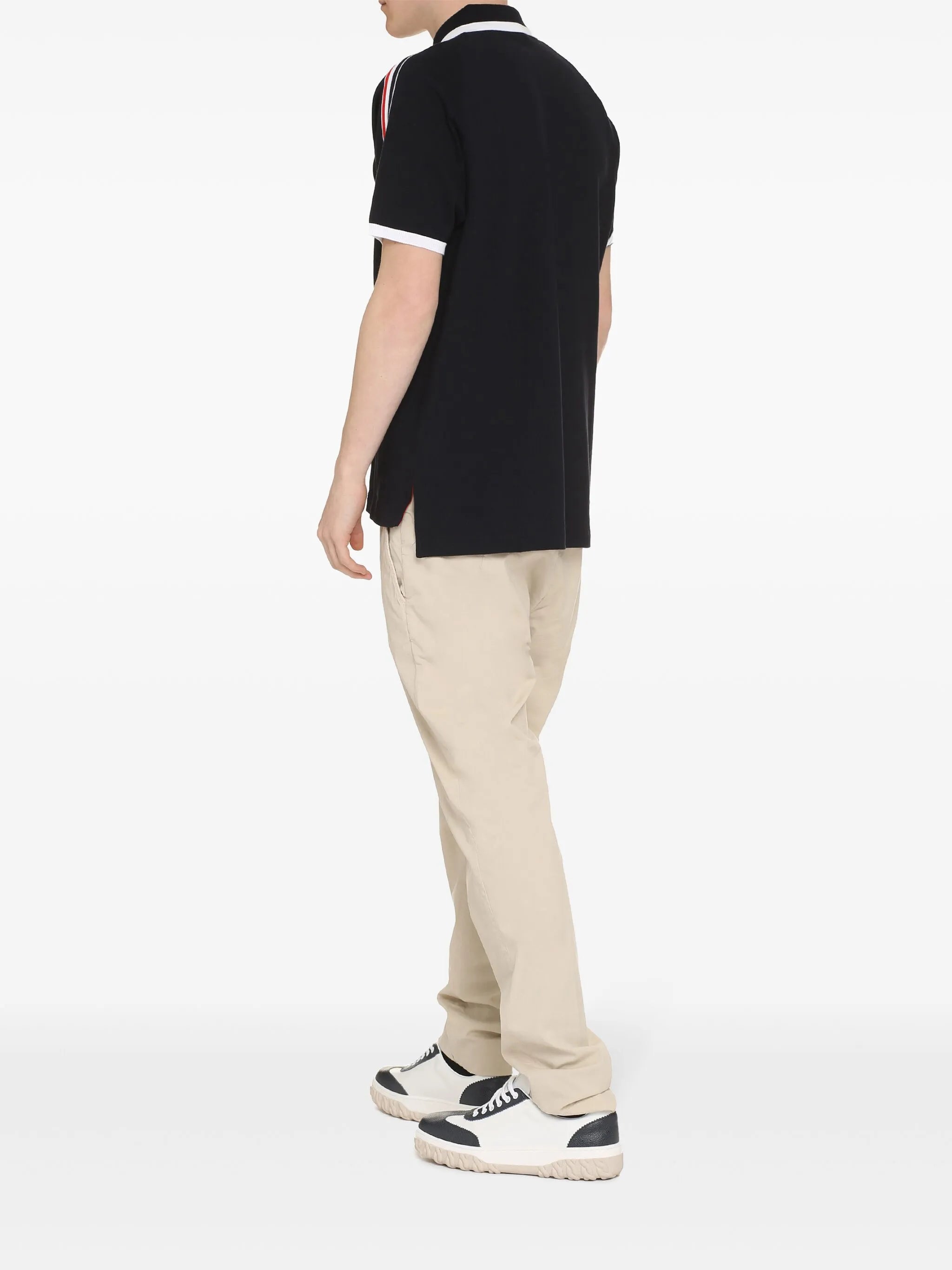 4-Bar stripe raglan-sleeve polo shirt
