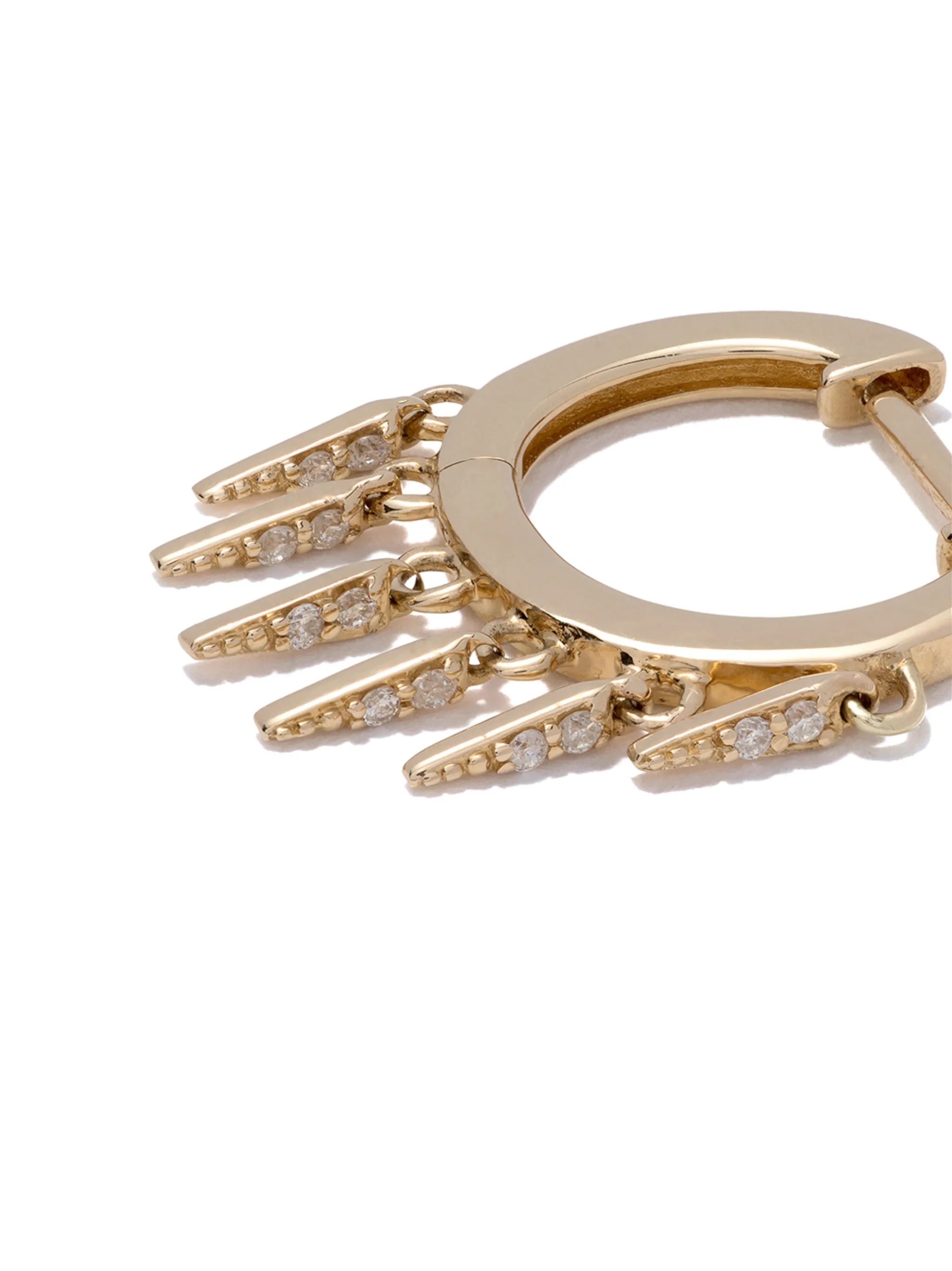 14kt yellow gold Fringe huggie diamond hoop earrings