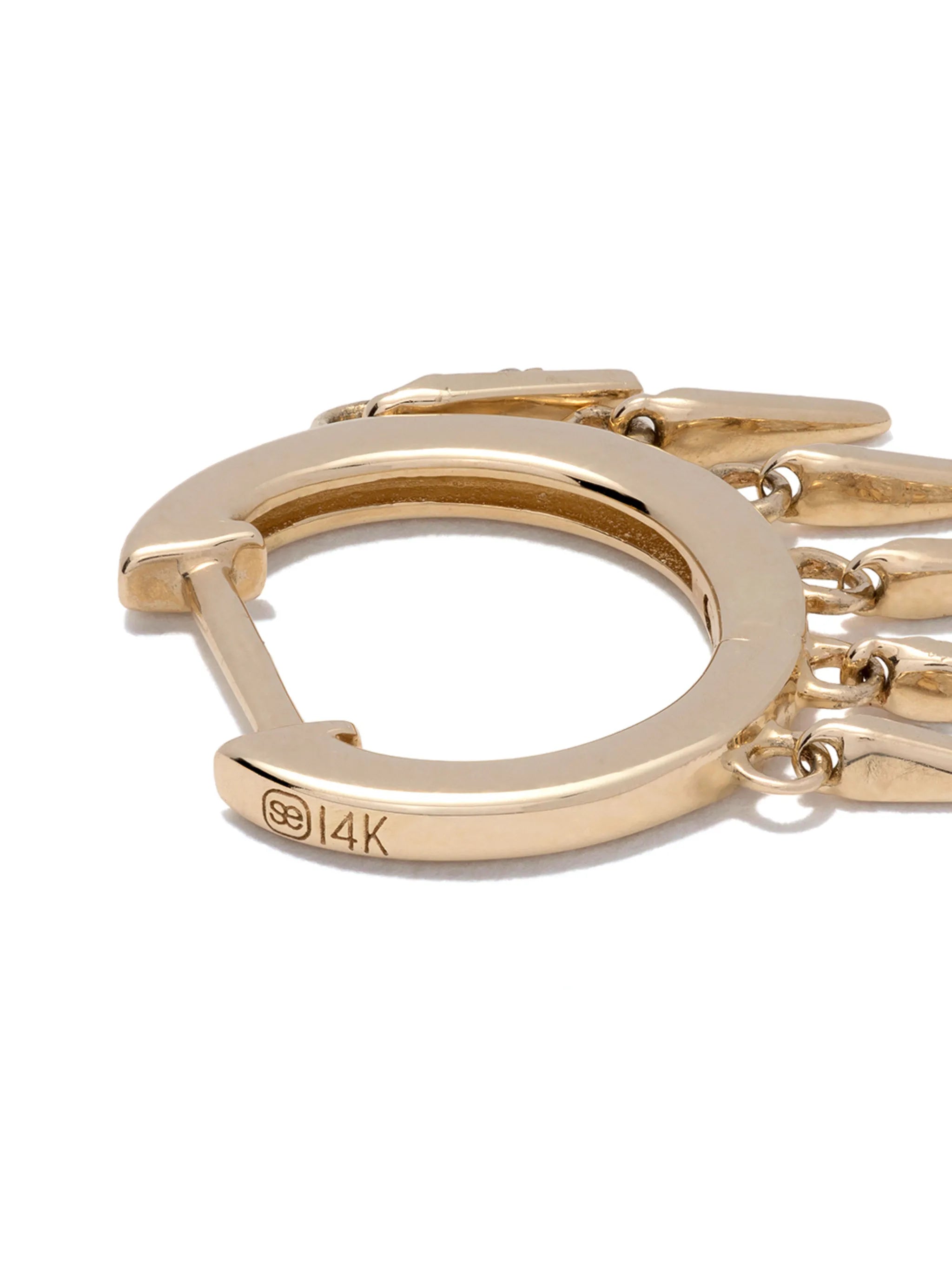 14kt yellow gold Fringe huggie diamond hoop earrings