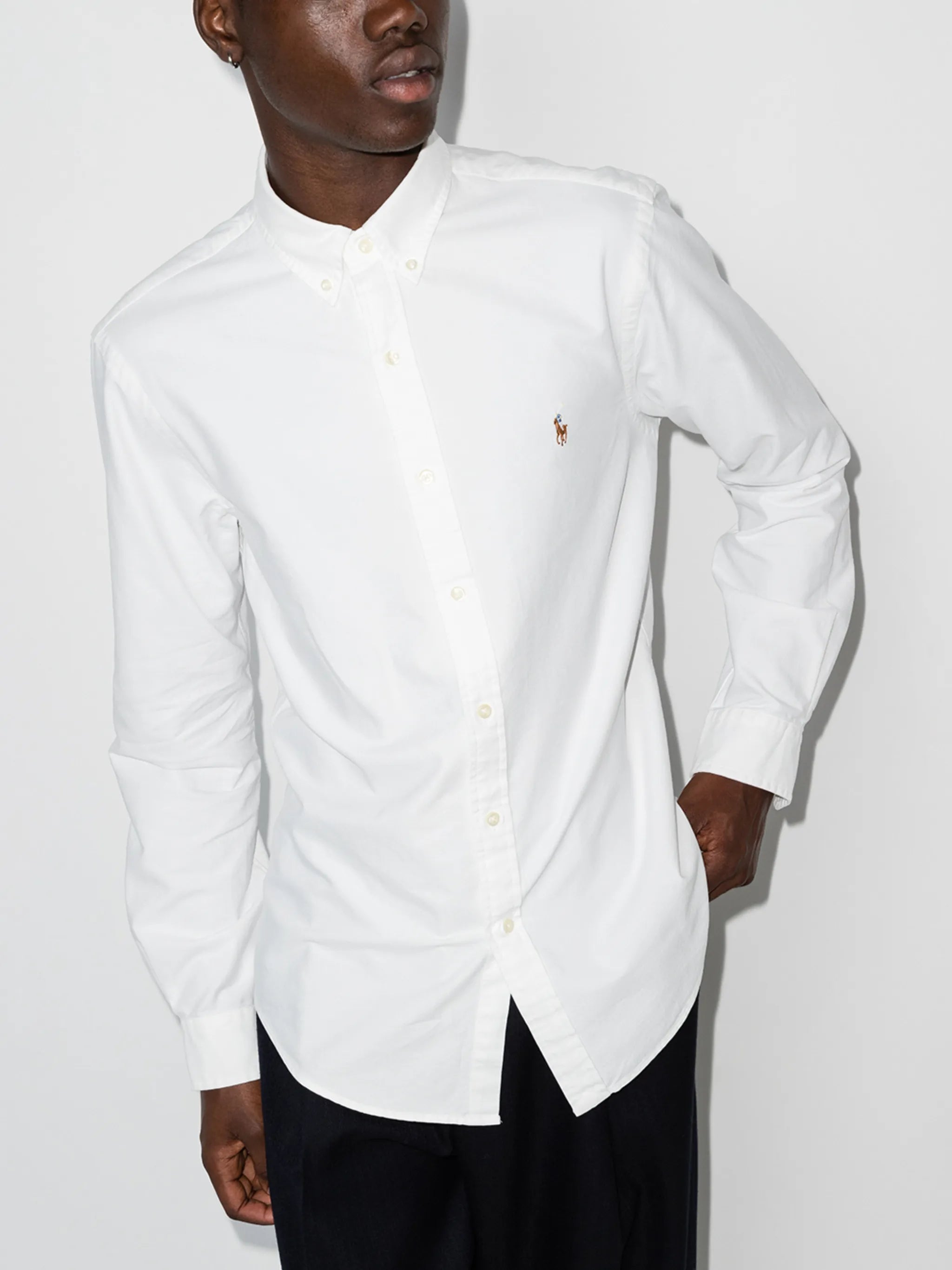 logo-embroidered long-sleeve shirt