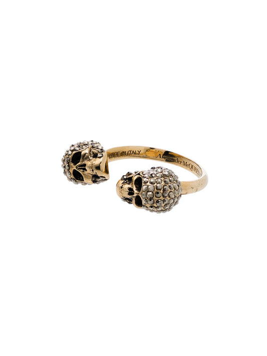crystal-embellished skulls ring