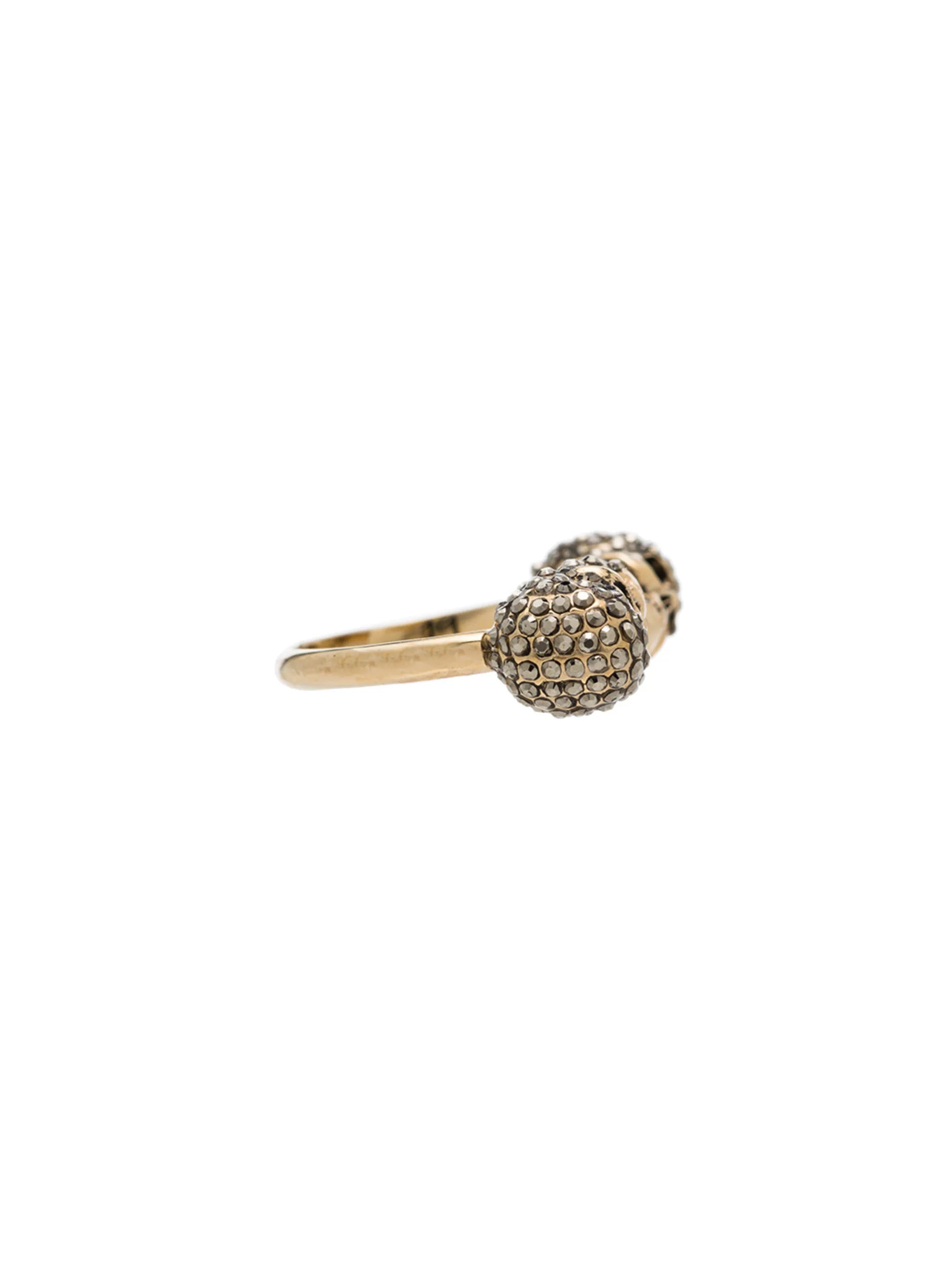 crystal-embellished skulls ring