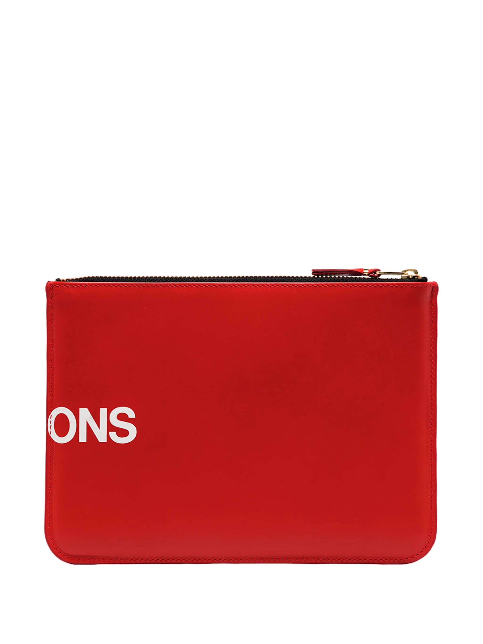 logo-print leather pouch