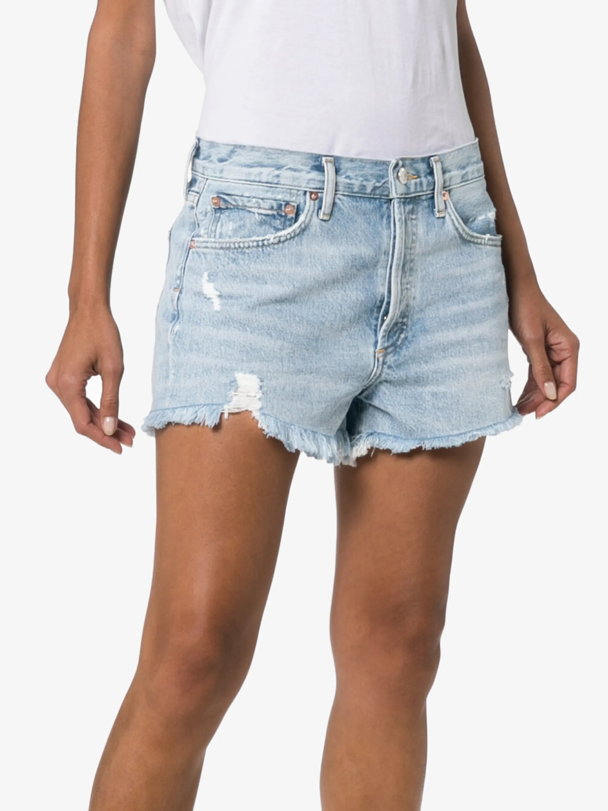 distressed denim shorts