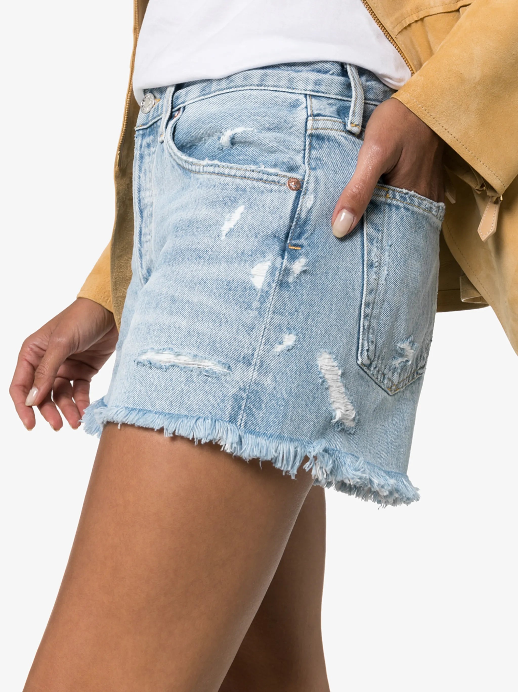 distressed denim shorts