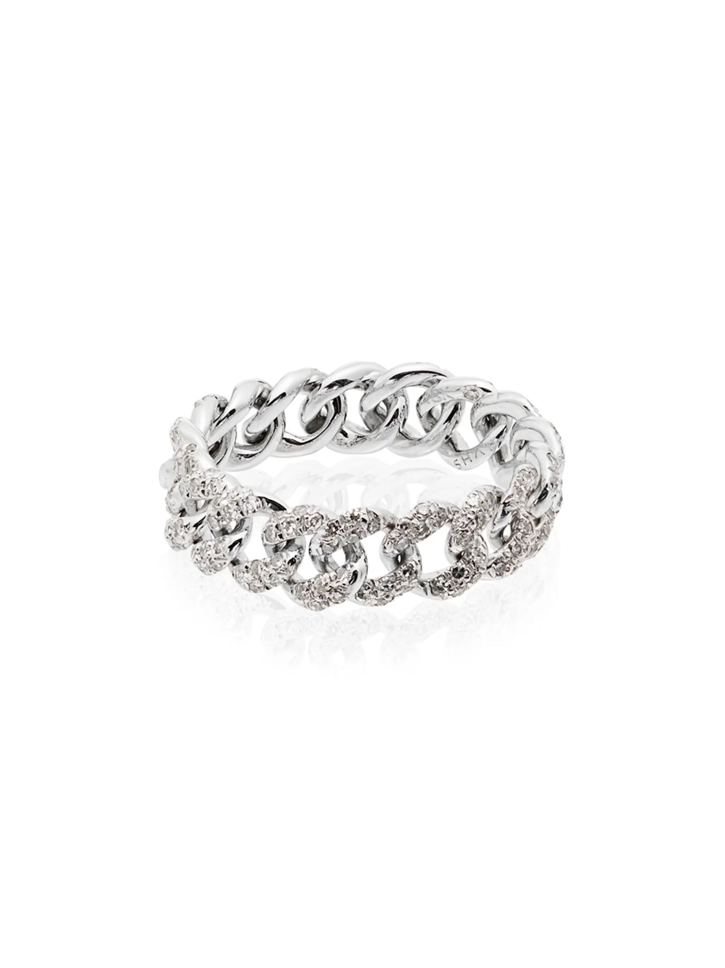 18kt white gold and diamond link ring