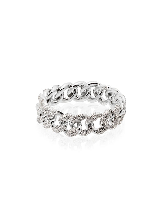 18kt white gold and diamond link ring