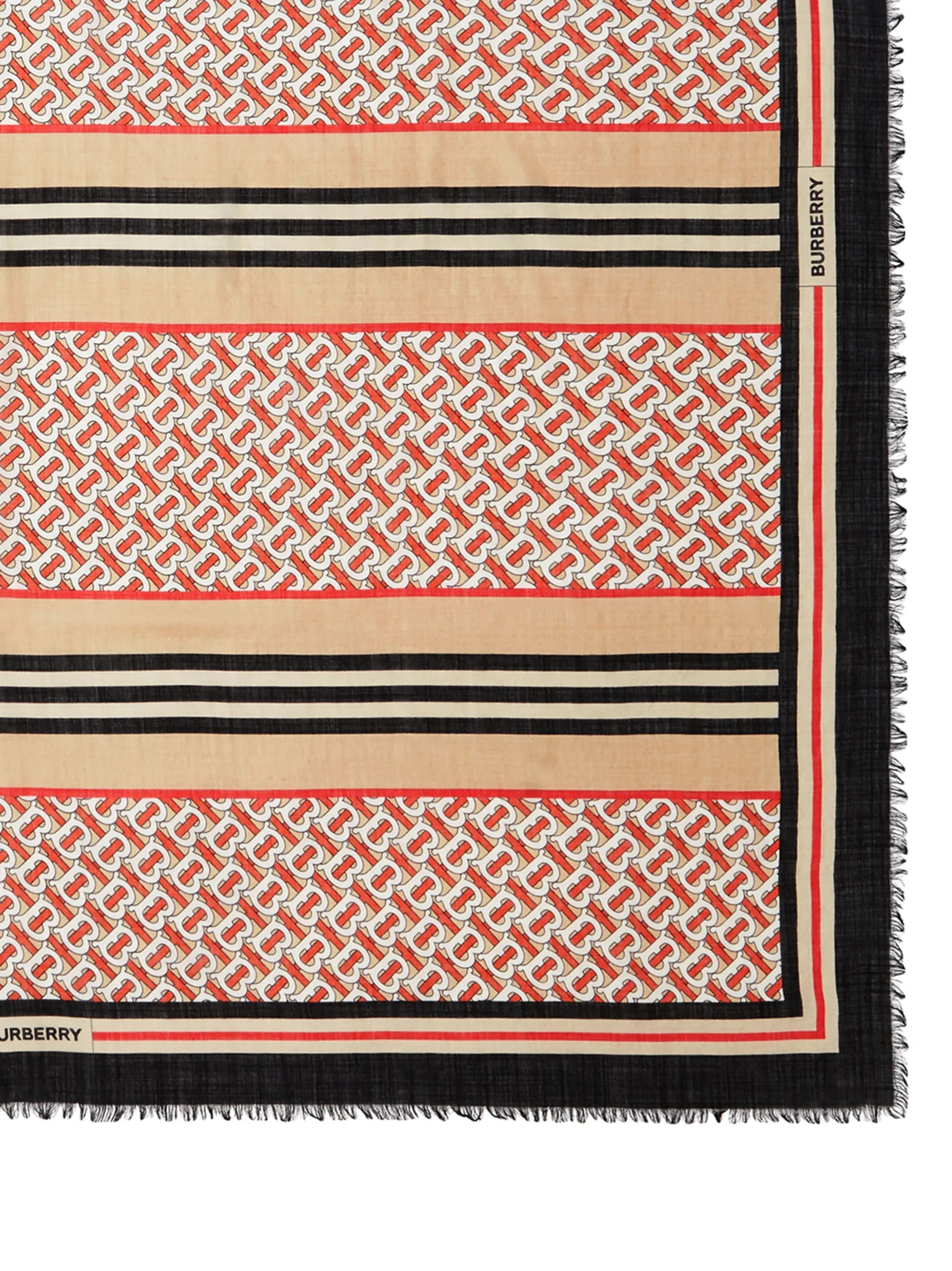 Icon Stripe Monogram Print Wool Silk Square Large Scarf