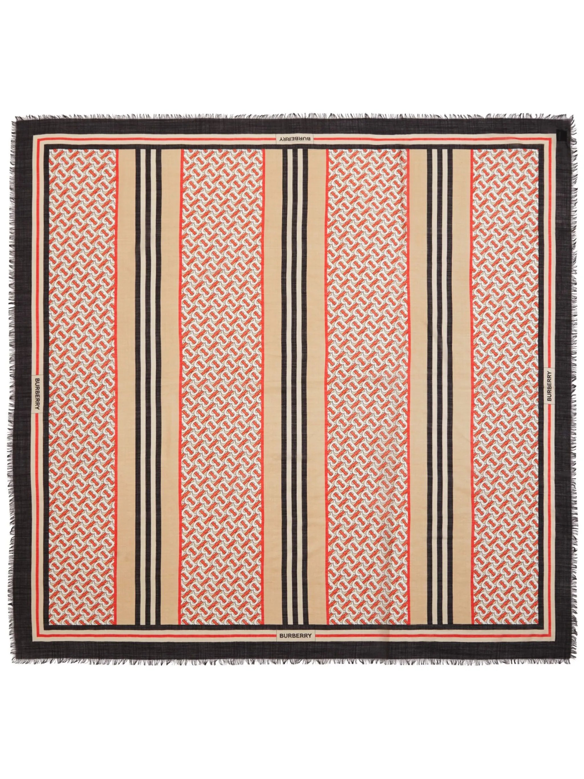 Icon Stripe Monogram Print Wool Silk Square Large Scarf