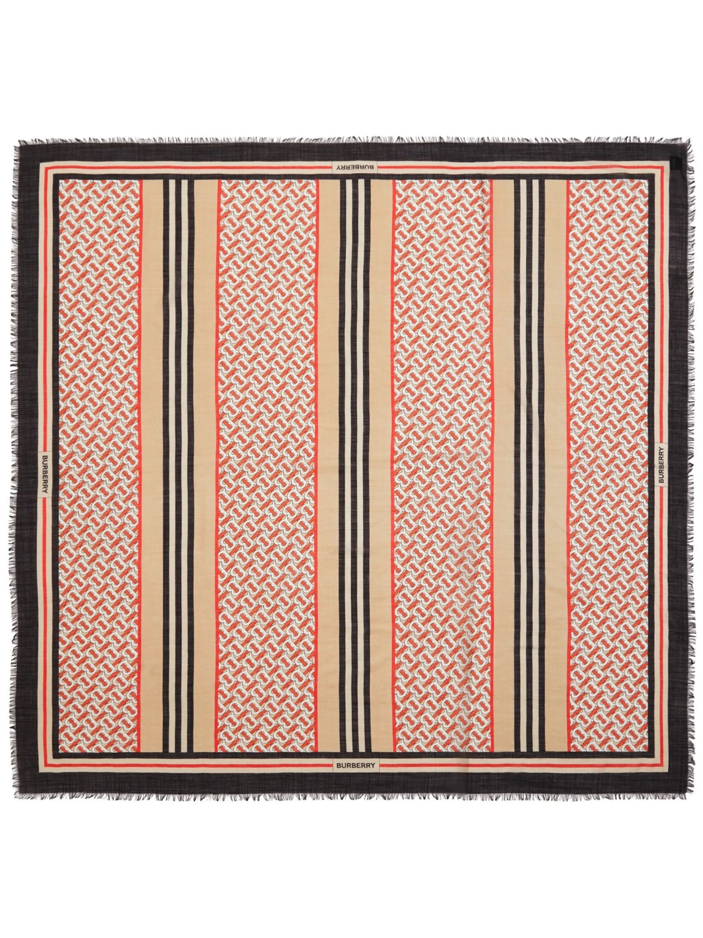 Icon Stripe Monogram Print Wool Silk Square Large Scarf