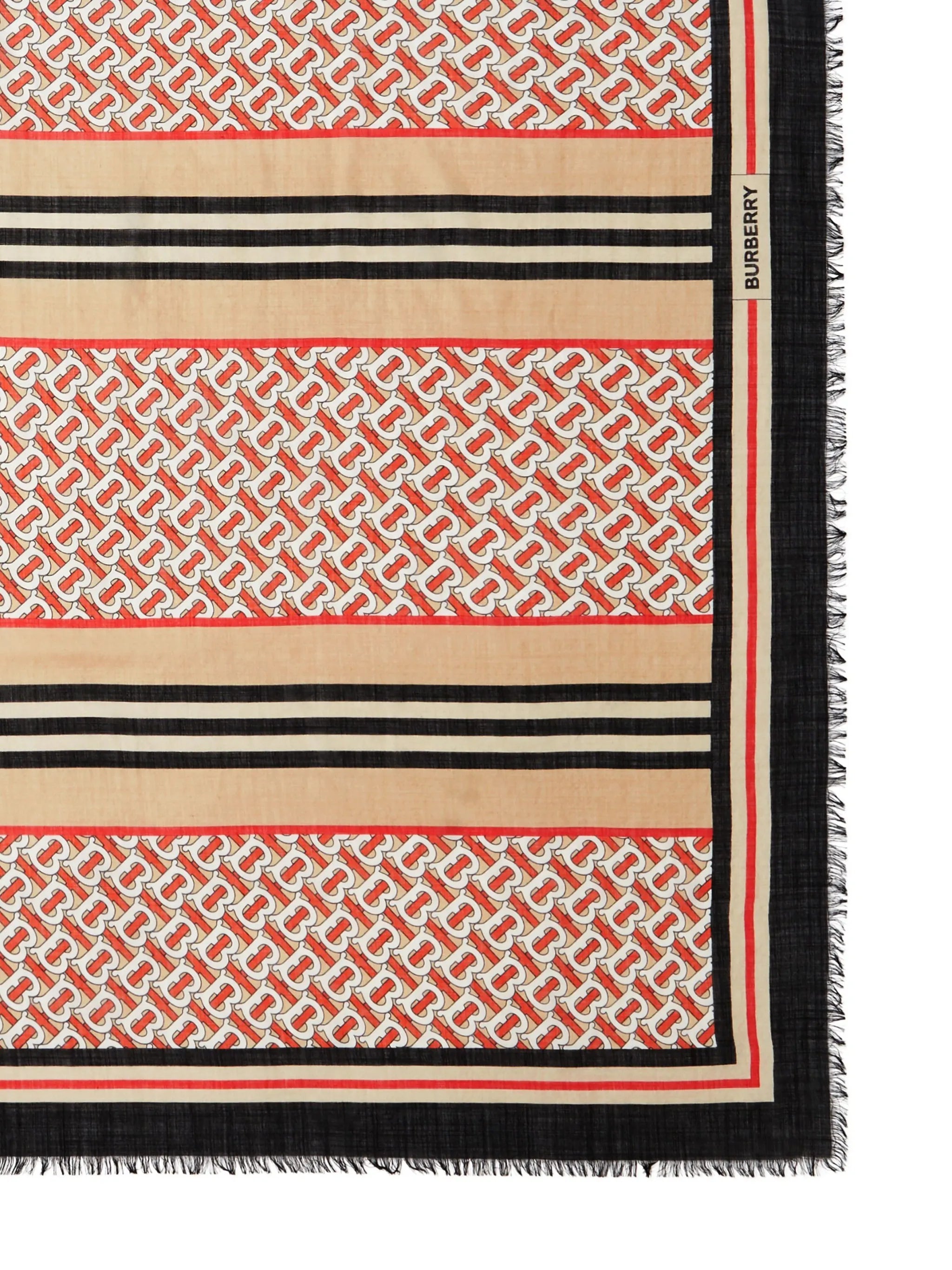 Icon Stripe Monogram Print Wool Silk Square Large Scarf