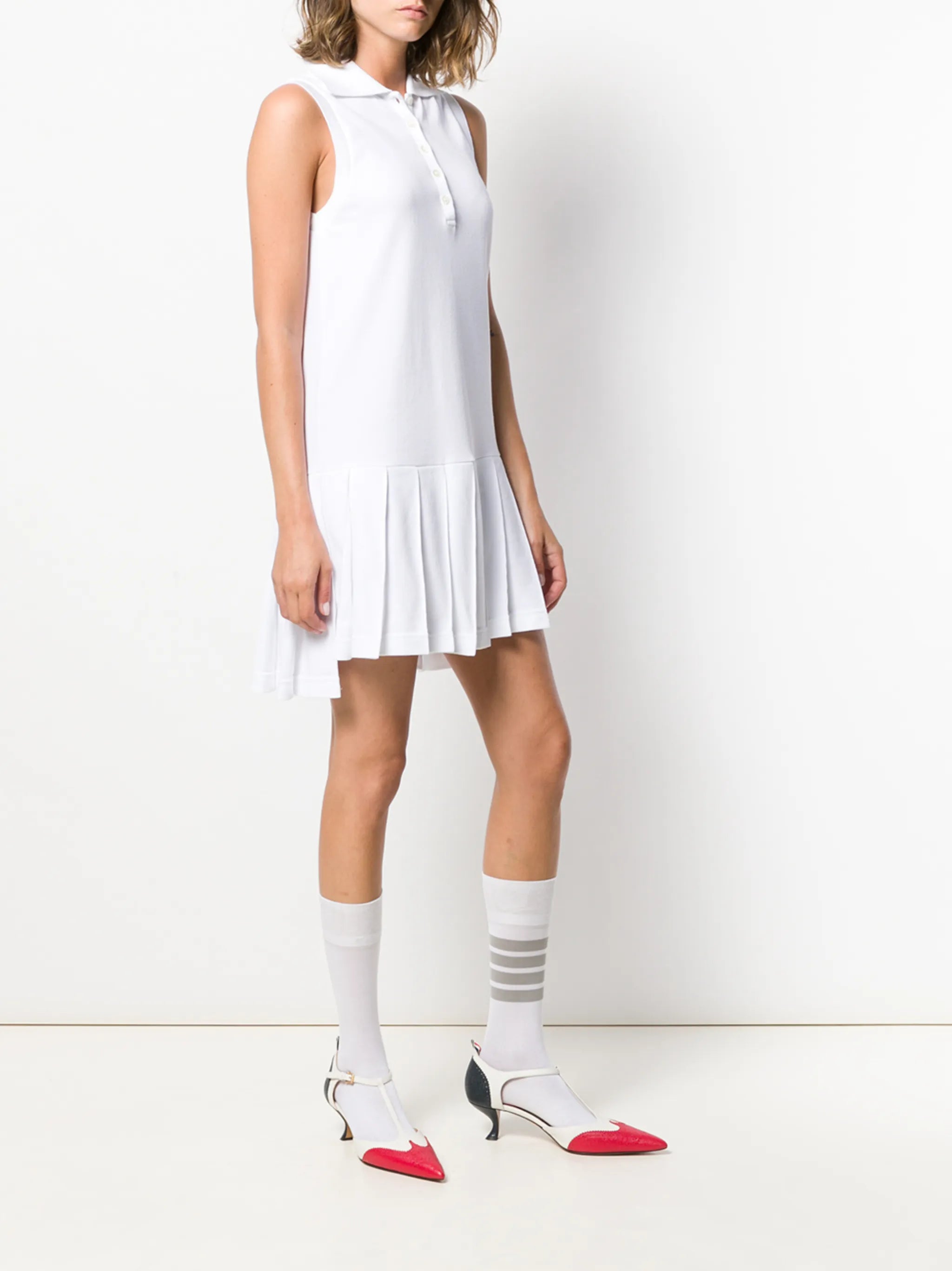 RWB stripe sleeveless pleated tennis dress
