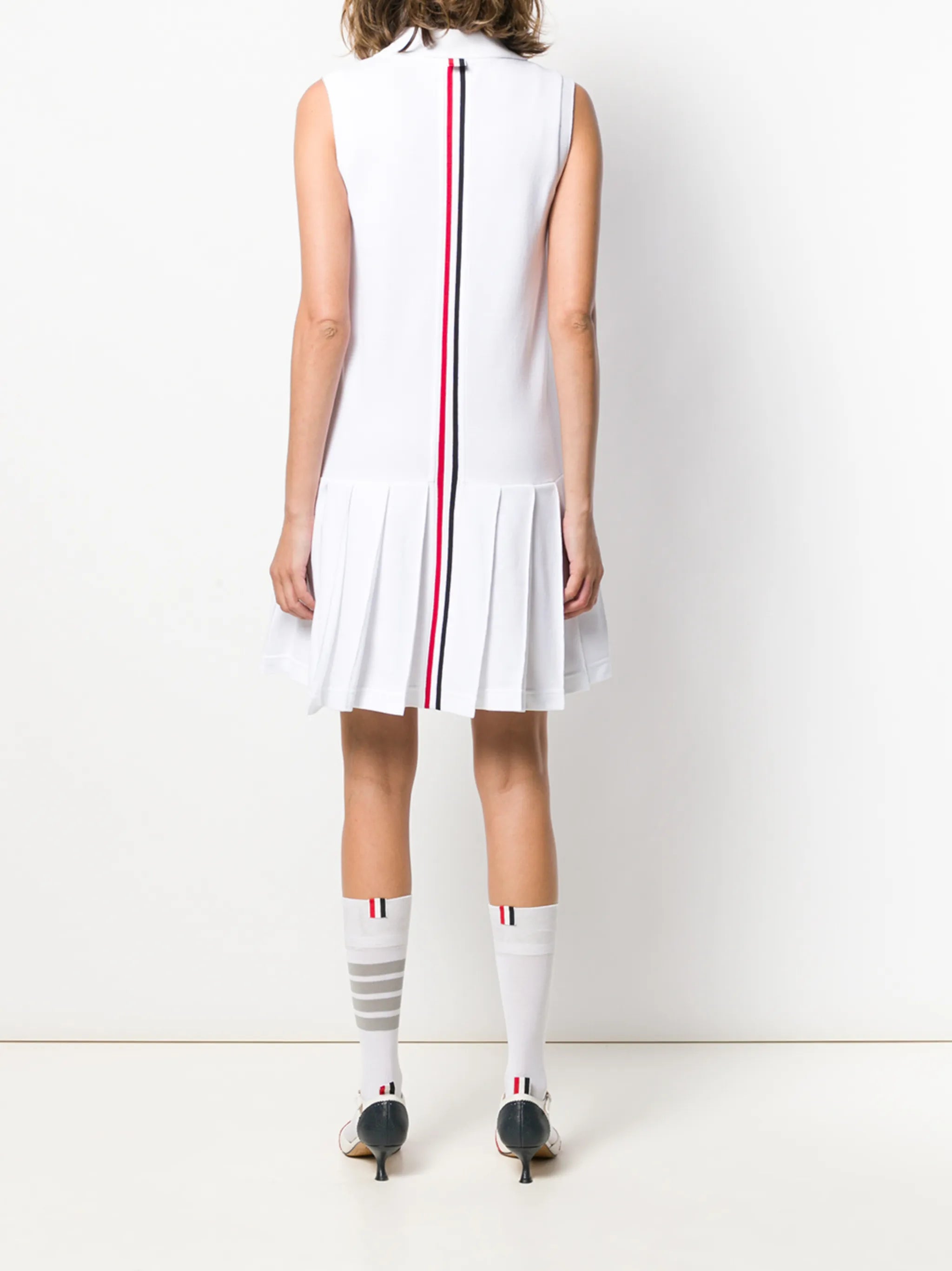 RWB stripe sleeveless pleated tennis dress