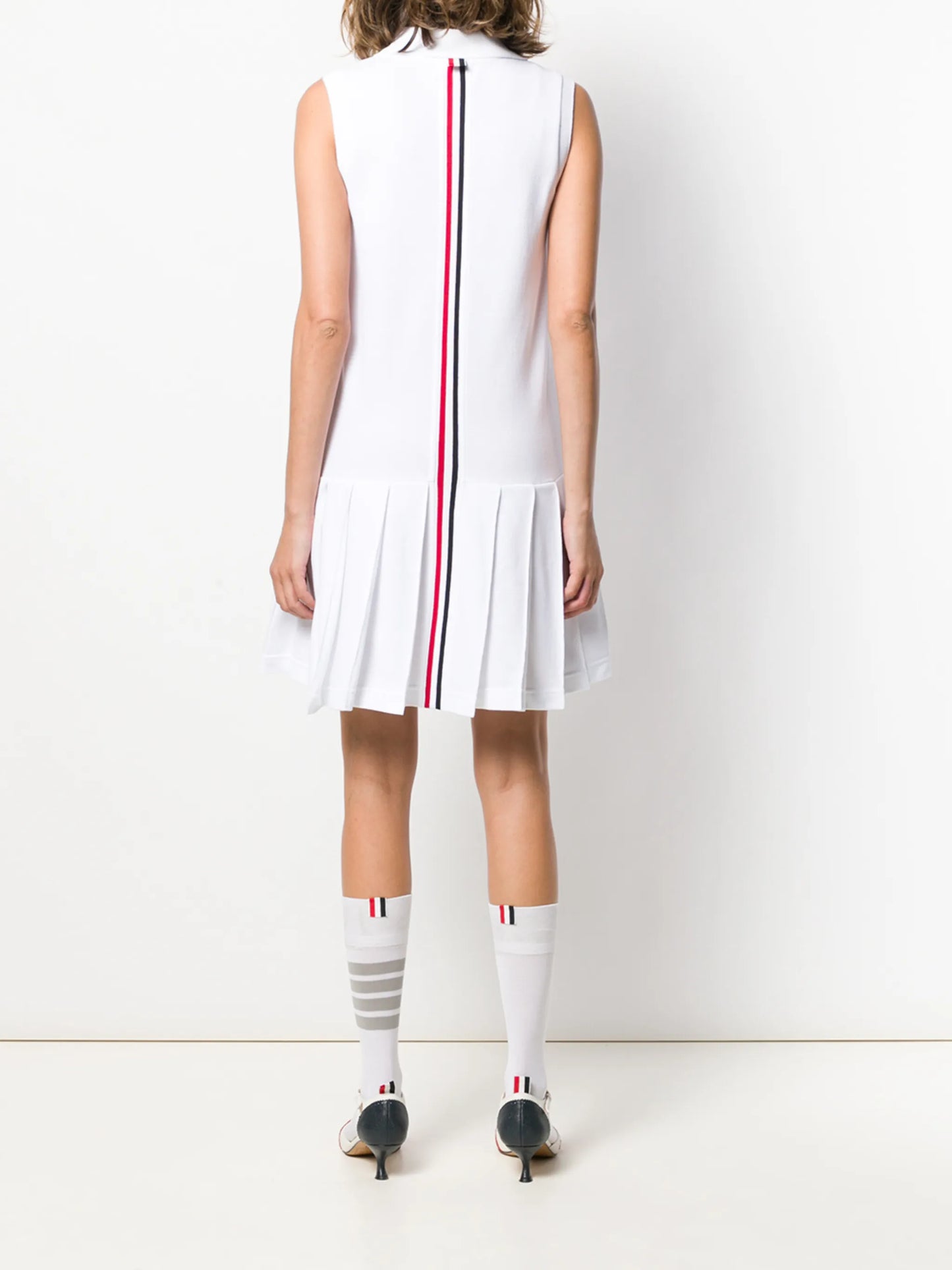 RWB stripe sleeveless pleated tennis dress