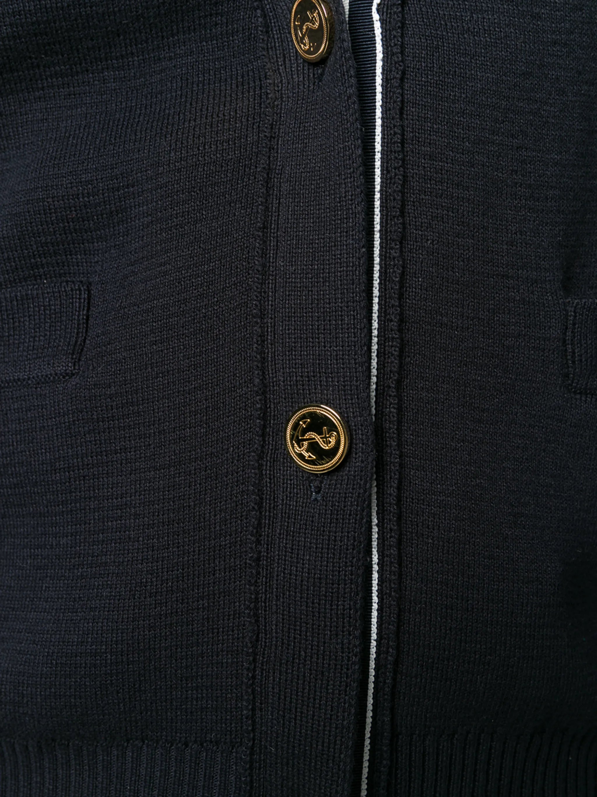 V-neck four-bar-stripe cardigan