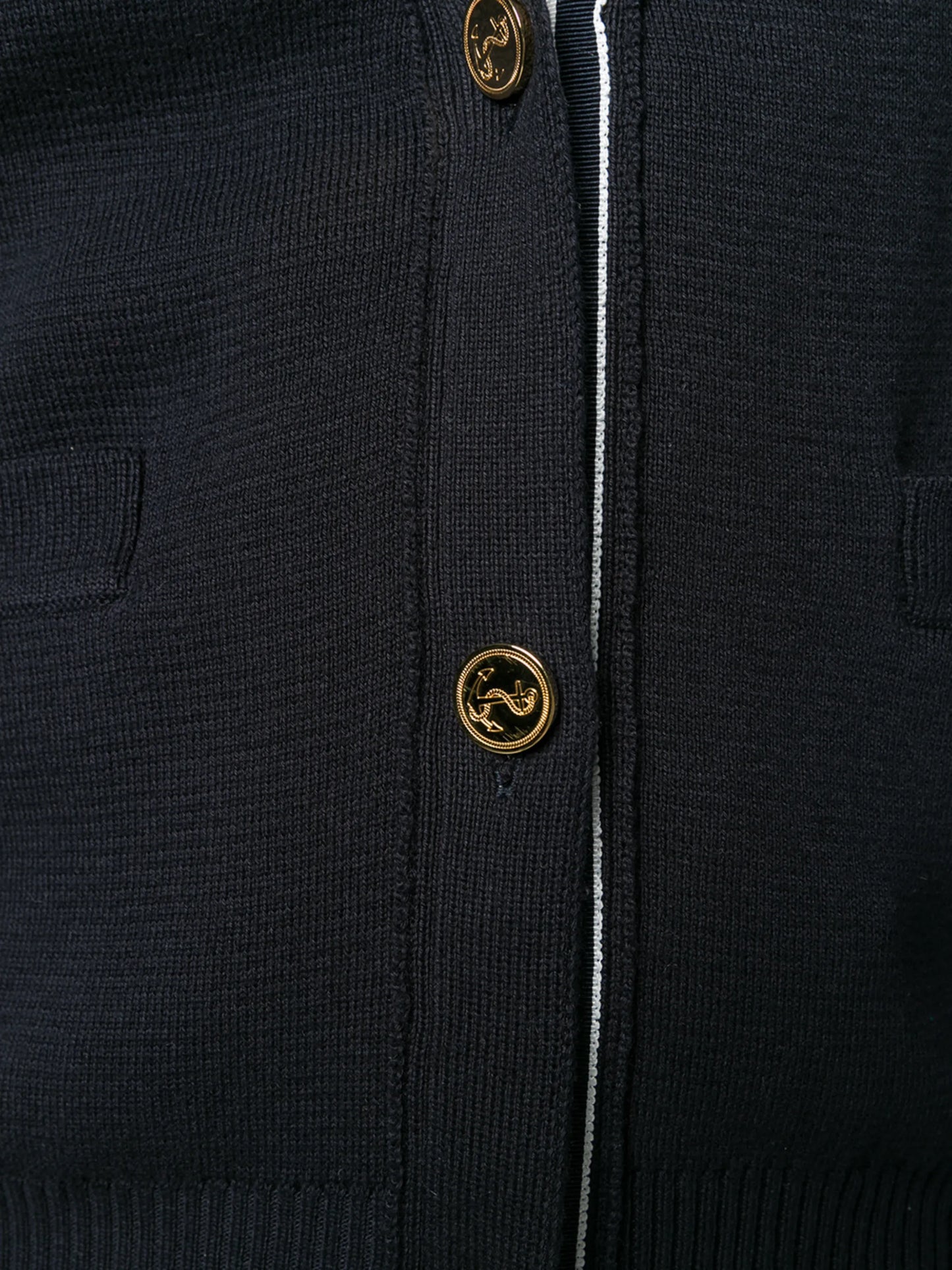 V-neck four-bar-stripe cardigan