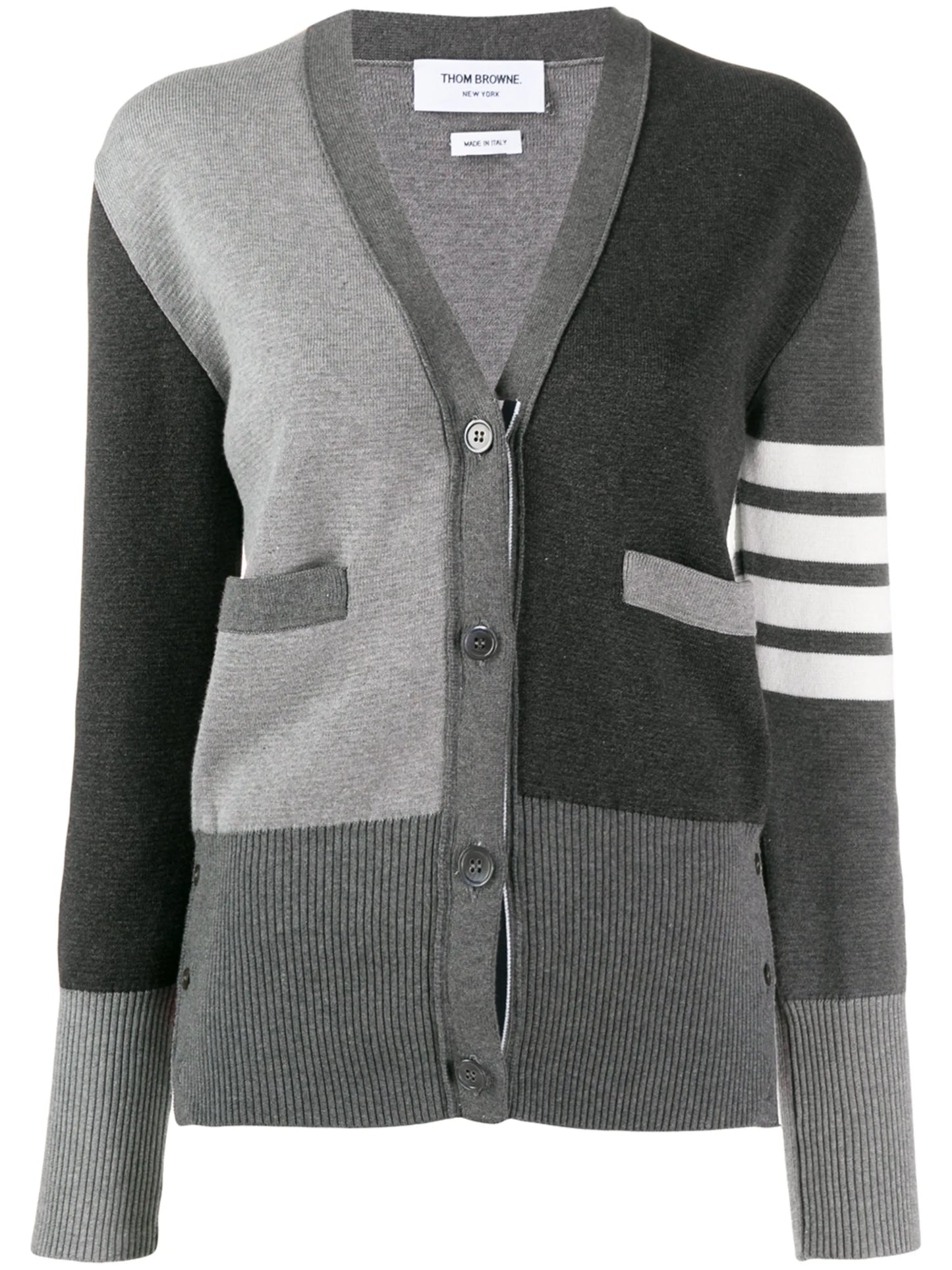 Funmix crepe 4-Bar v-neck cardigan