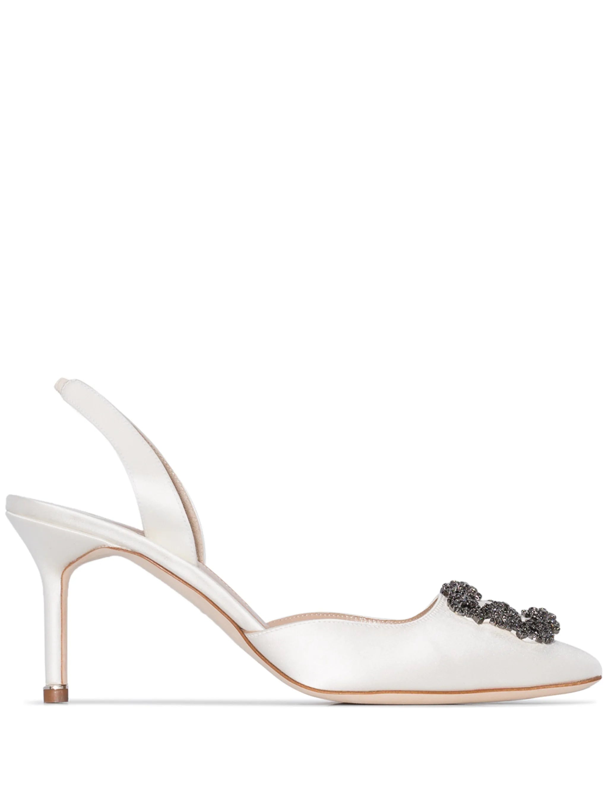 Hangisi crystal-embellished satin pumps