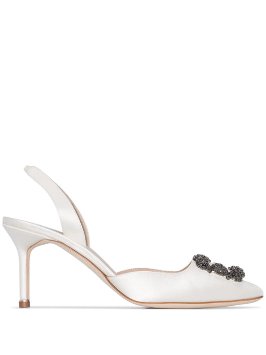 Hangisi crystal-embellished satin pumps