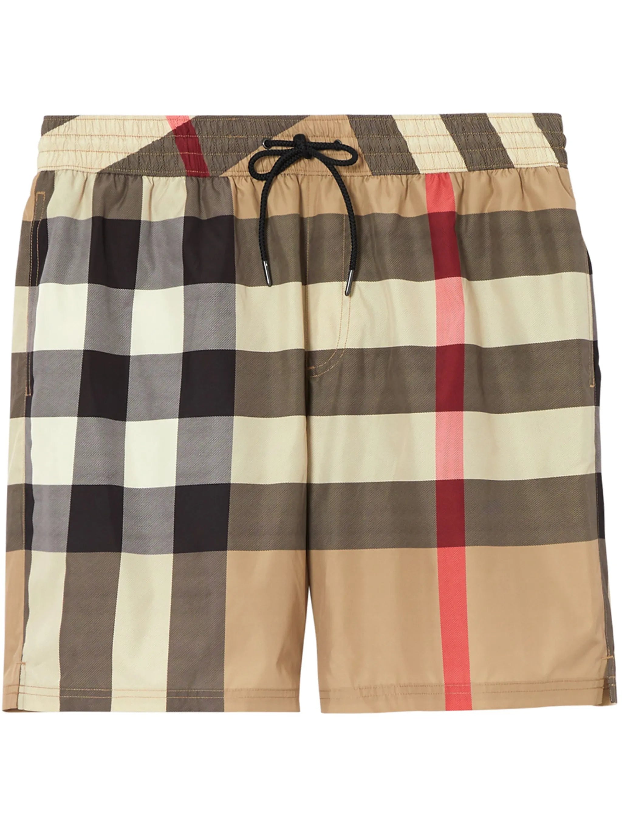 Check drawstring swim shorts