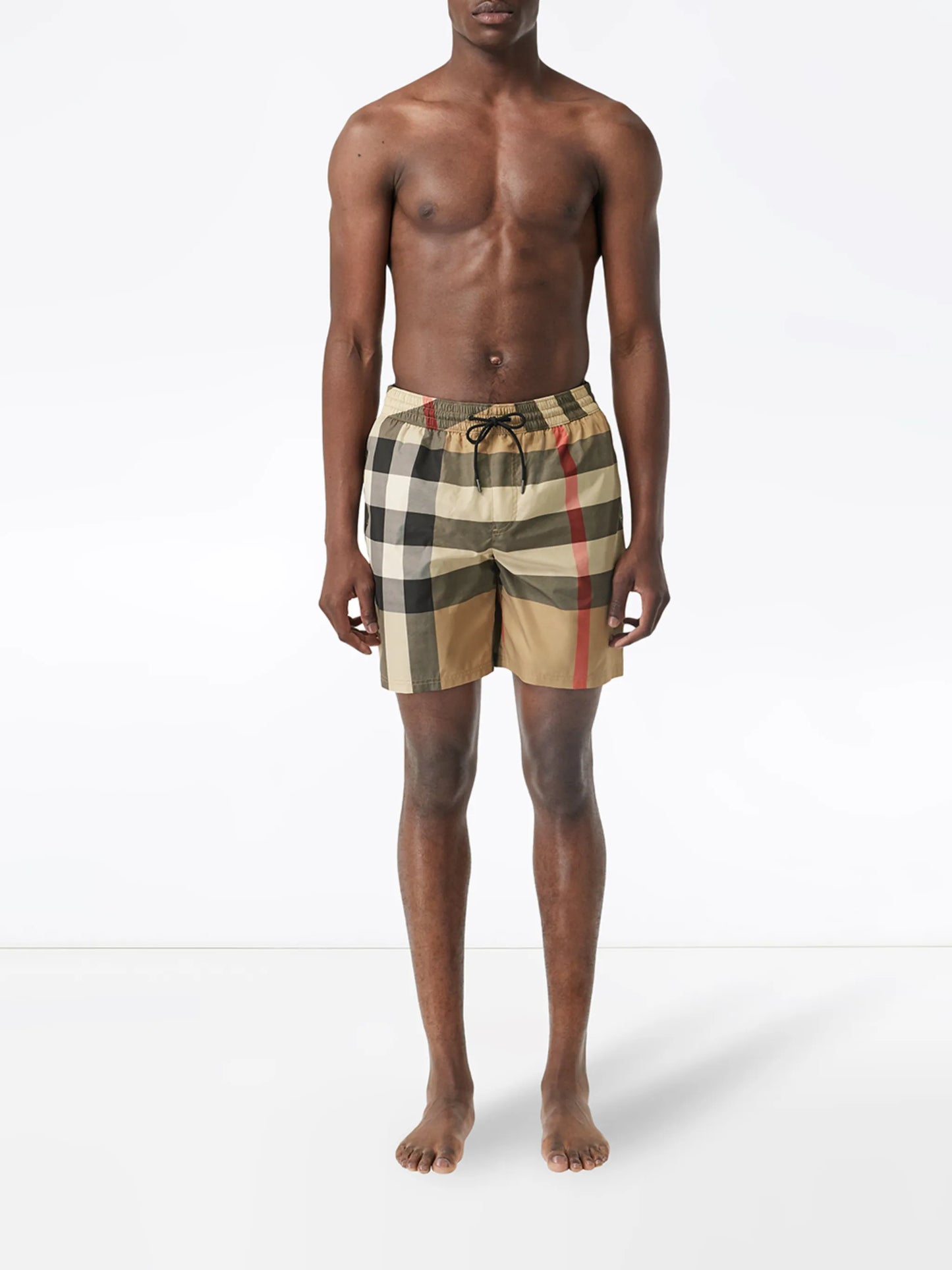 Check drawstring swim shorts