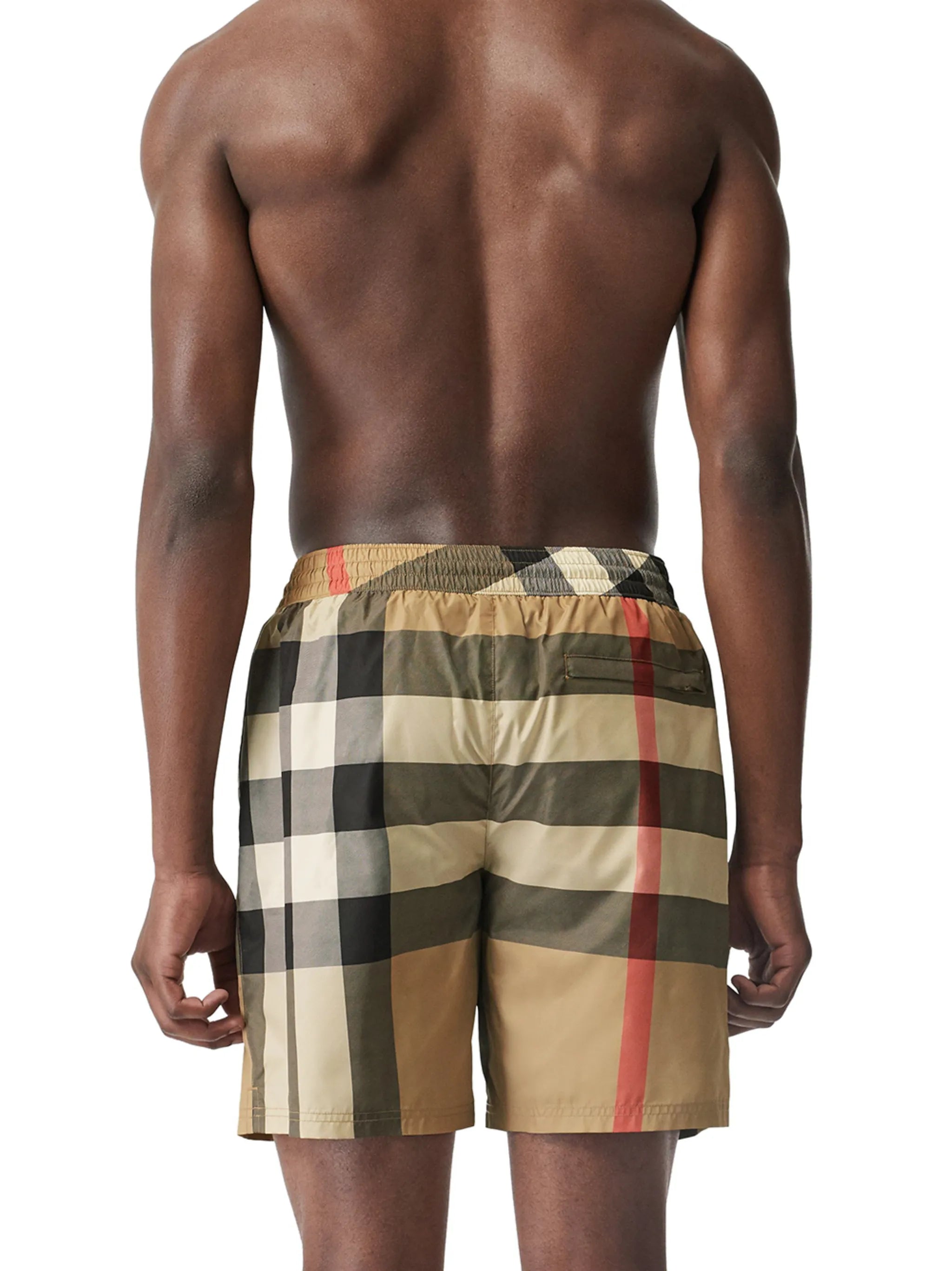 Check drawstring swim shorts