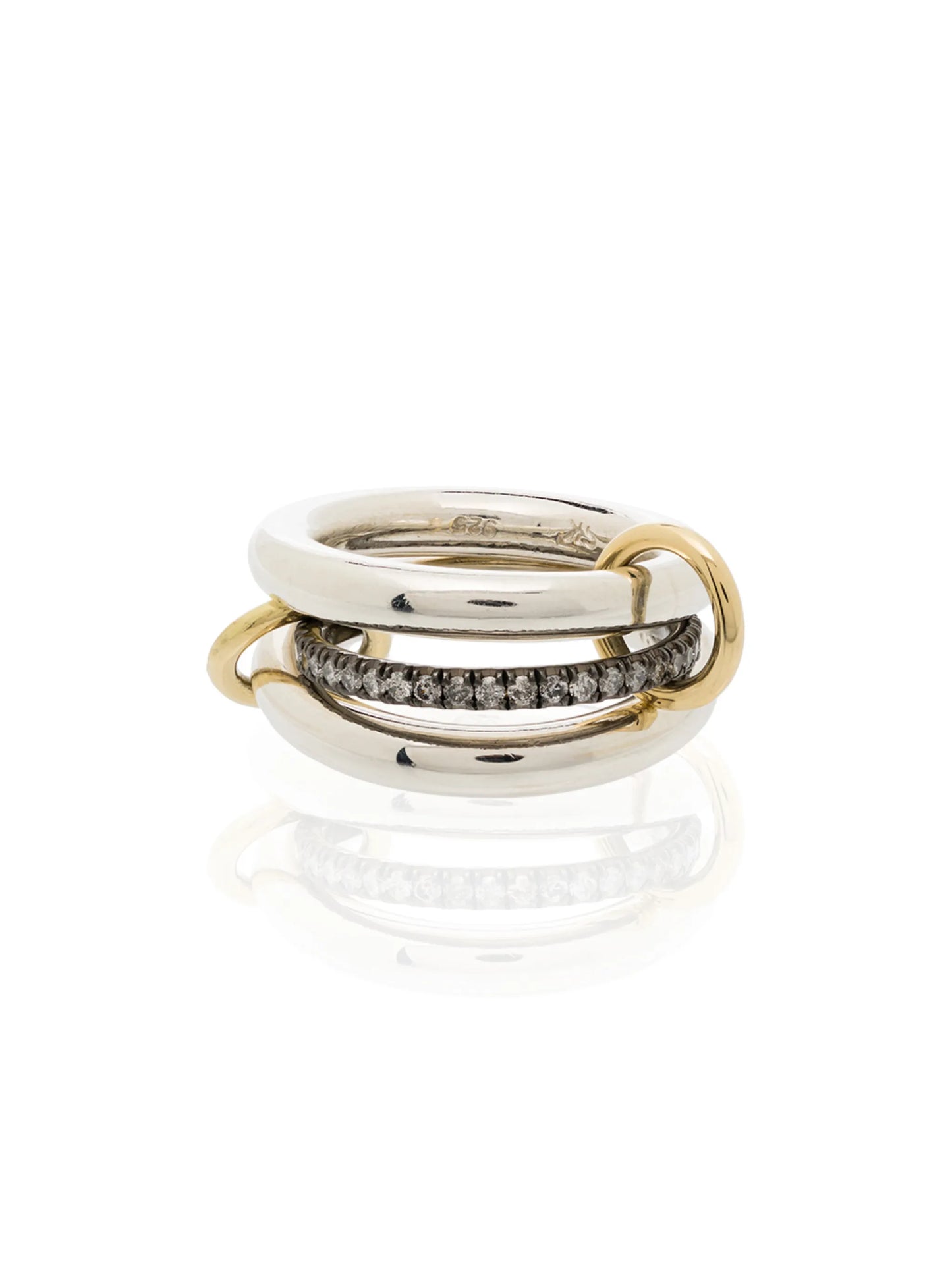 sterling silver and 18kt yellow gold Libra Gris rhodium diamond link ring
