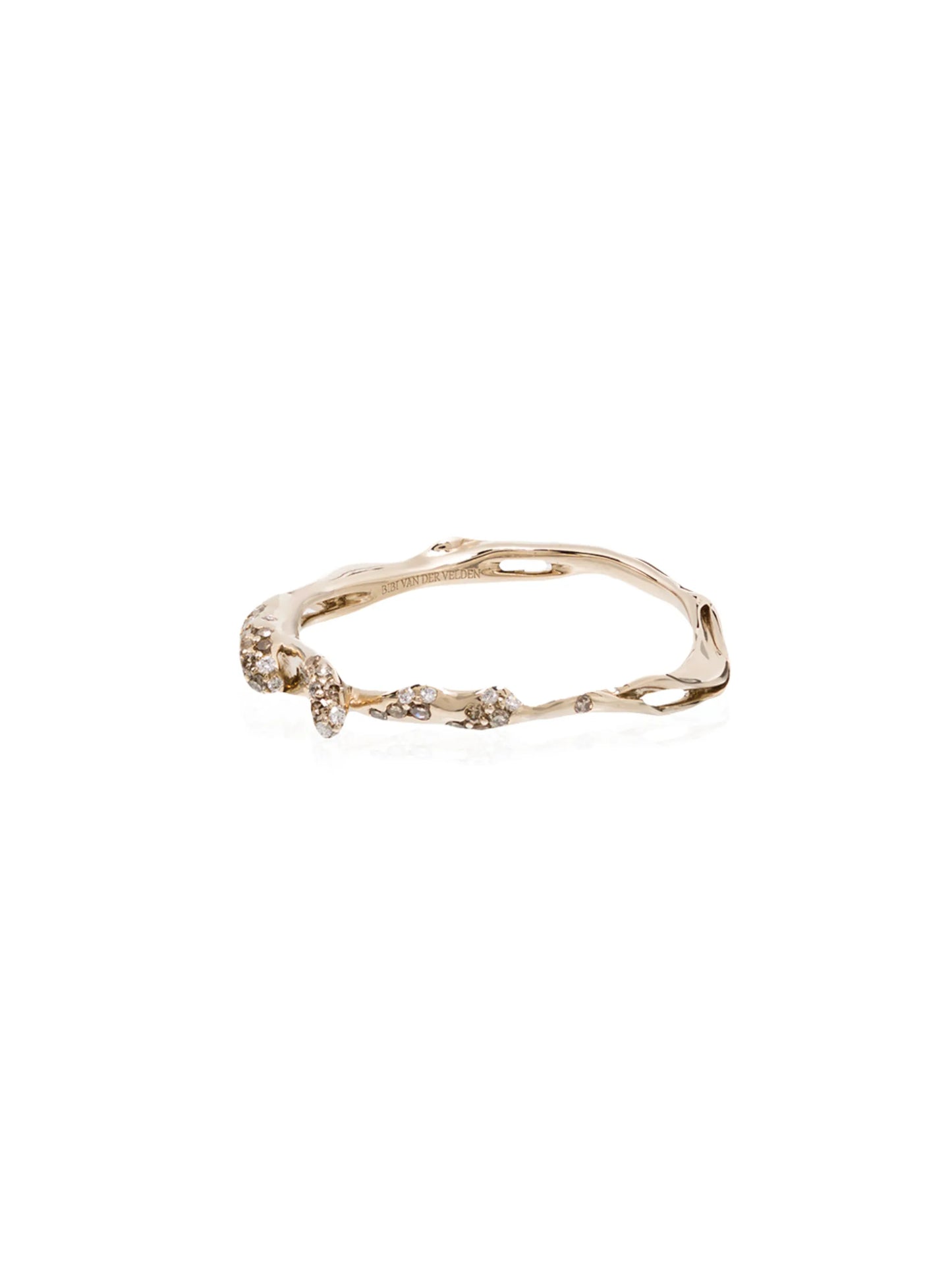 18kt white gold wave diamond stackable ring