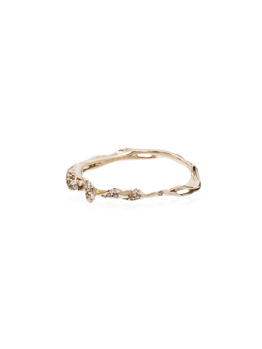 18kt white gold wave diamond stackable ring